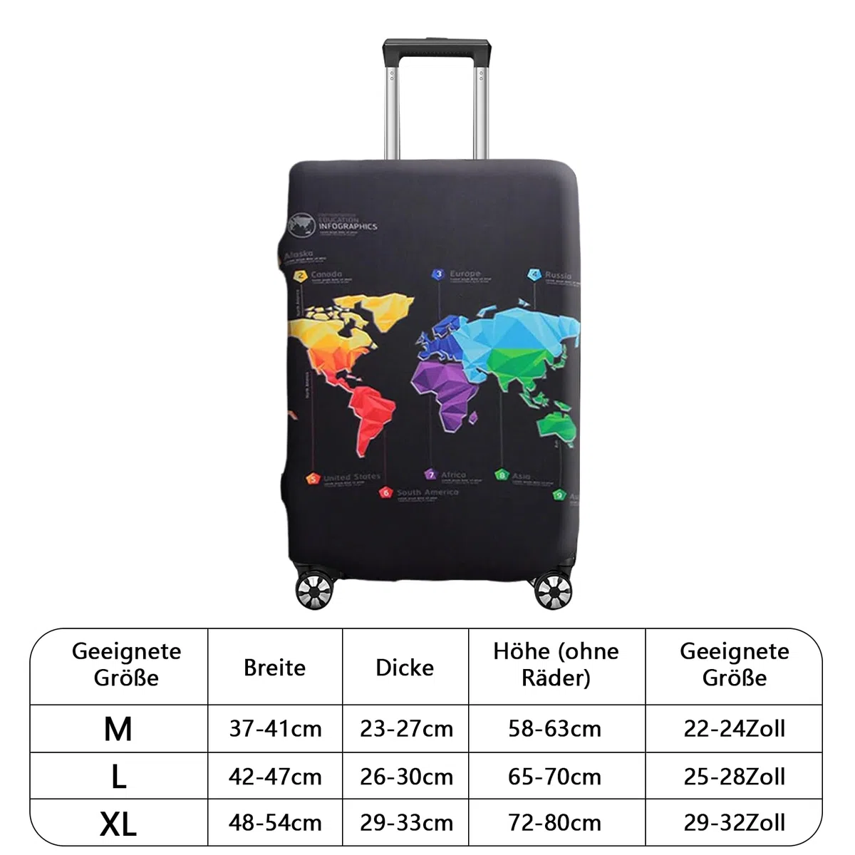 Kofferhülle Schutzhülle Kofferschutzhülle Elastisch Schutzhülle mit Weltkarte Muster Staubdicht Waschbarer Suitcase Cover für Reisen Luggage Protector (XL(29-32Inch)