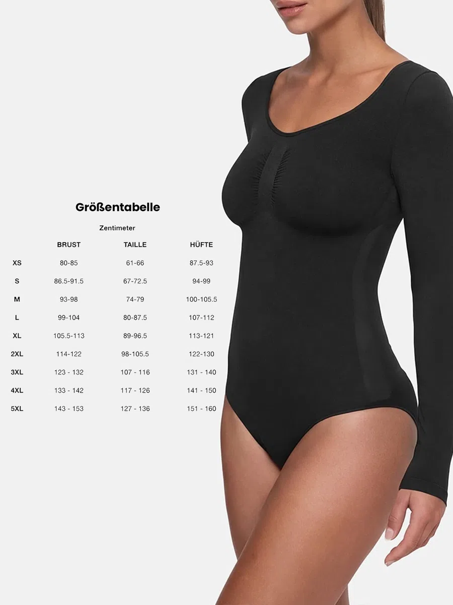 creamy fabrics Damen Figurformender Shapewear Bodysuit mit Slip – Longsleeve Body für unsichtbaren Sitz – Starke Kompression für Bauch & Taille – Nahtlos mit Po-Lifting Effekt