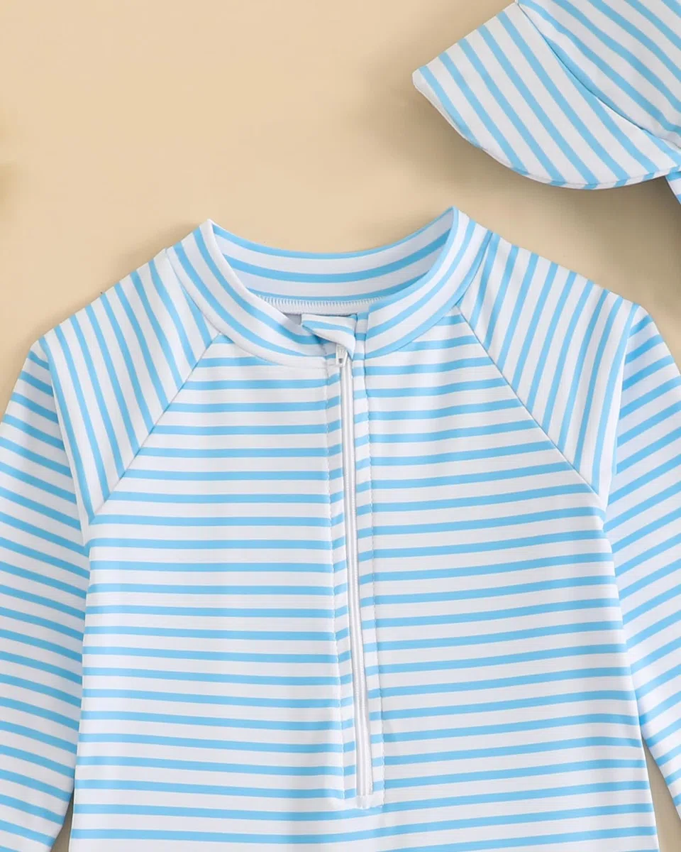 UV Kleidung Baby Badeanzug mit Hut Gr 62-98, Langarm UV Schutzkleidung Schwimmanzug Neugeborene Mädchen Junge, Kleinkind Einteiliger UV Badebekleidung Shirt