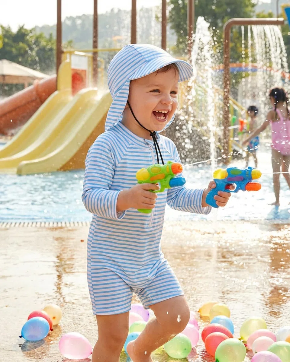 UV Kleidung Baby Badeanzug mit Hut Gr 62-98, Langarm UV Schutzkleidung Schwimmanzug Neugeborene Mädchen Junge, Kleinkind Einteiliger UV Badebekleidung Shirt