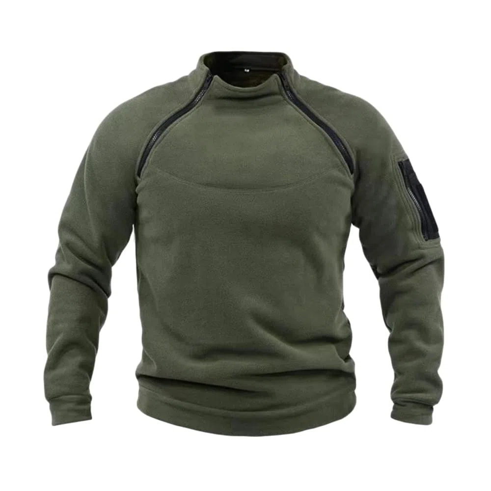 Herren Tactical Fleece Pullover Jacke Army Combat Sweatshirt Military Athletic Sport Jumper Tops Winddichte Freizeit Zip Top ohne Kapuze