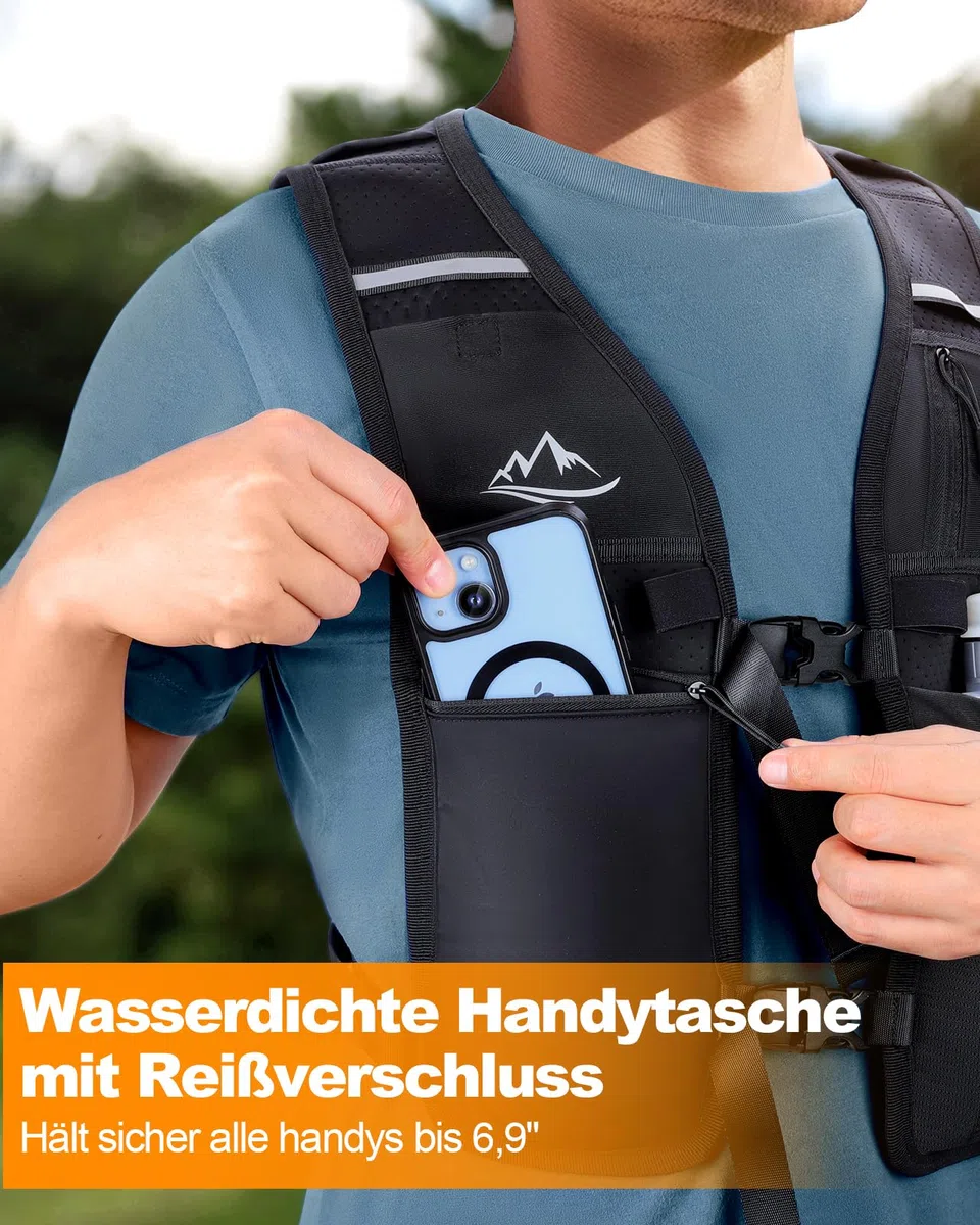 ISEYOU Ultraleicht Laufweste, Reflektierender Trinkrucksack für Damen und Herren, Trail Rucksack Trinkweste, Verstellbarer Running Vest Fahrradrucksack für Läufe, Jogging, Radfahren, Marathons