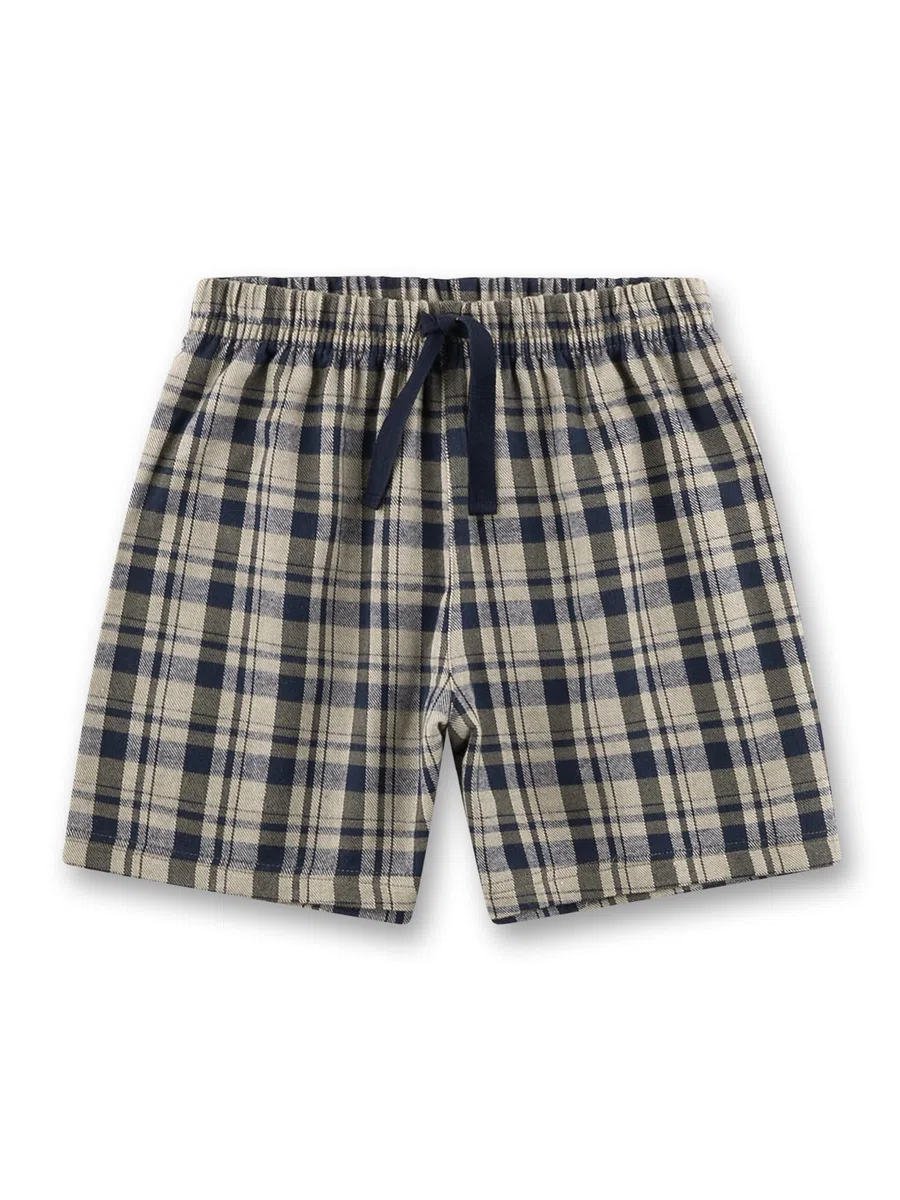 Sanetta Jungen Schlafhose,kurz/Schlafshorts FLANELL, grau kariert 245913 gr.188