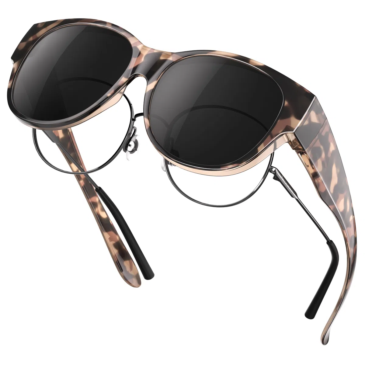 Überzieh Sonnenbrille Damen Polarisiert UV400 Schutz，Rund Ultraleicht Übergroß Überbrille Sonnenbrille Über Normale Brille