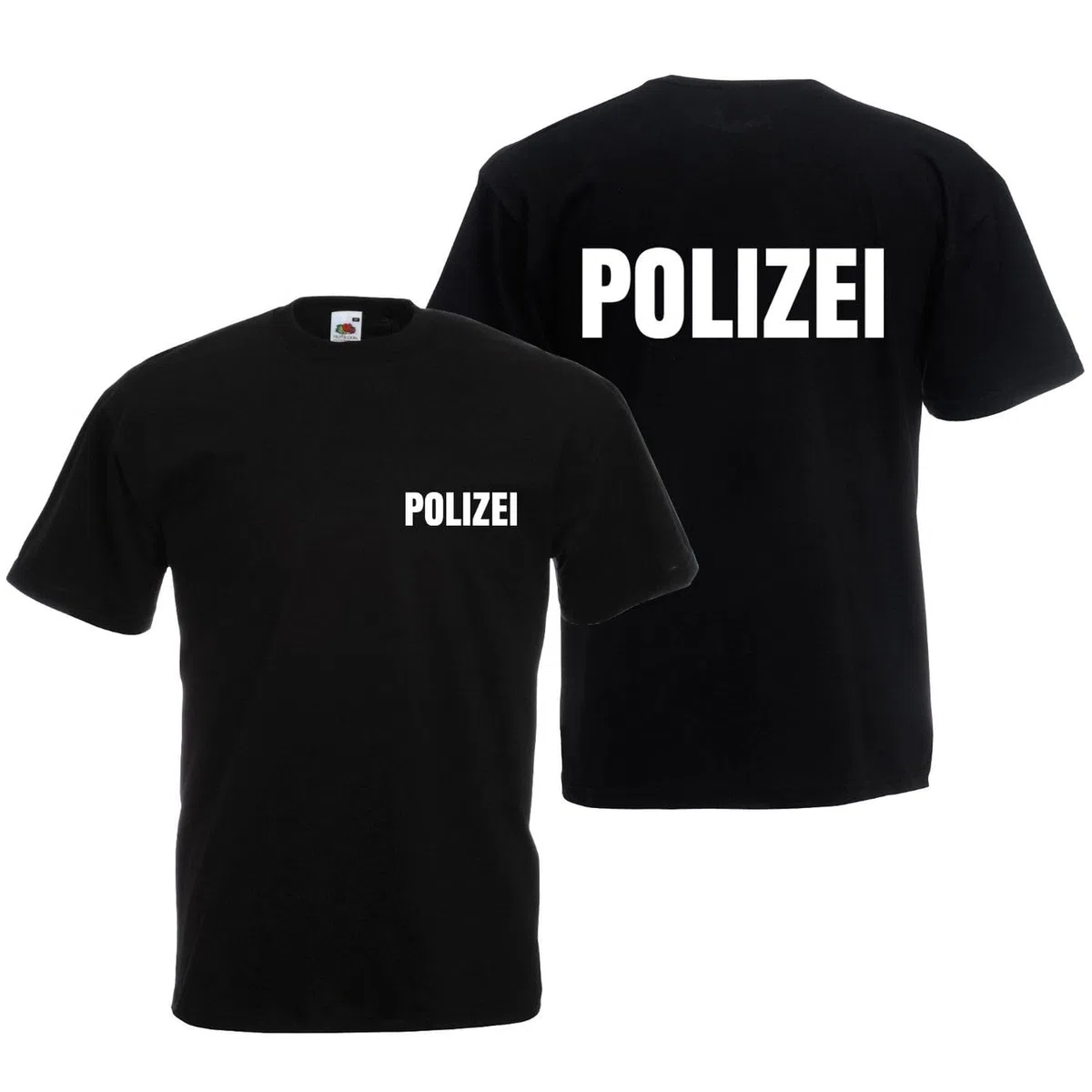 Alsino Polizei T-Shirt schwarz oder Navy - Polizei-Shirt Sicherheit Shirt - 100% Baumwolle Rundhals - Druck Brust & Rücken