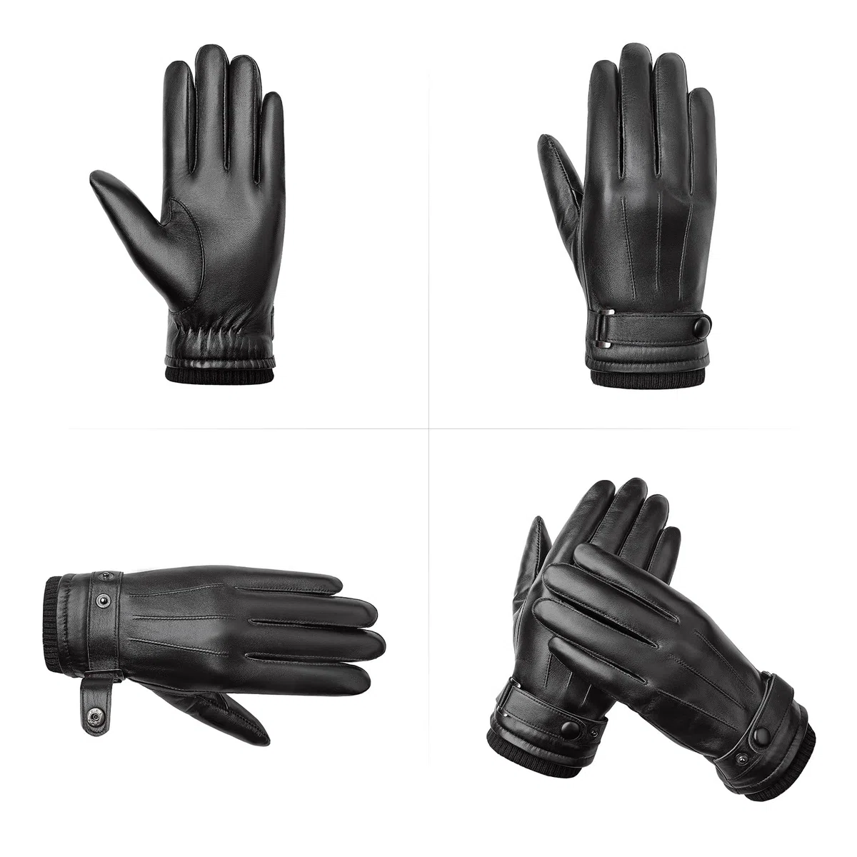 BISON DENIM Herren Thermo Winterhandschuhe Echtleder Handschuhe Touchscreen Lederhandschuhe Warme mit Fleece gefütterte Handschuhe Winddicht Wasserdicht
