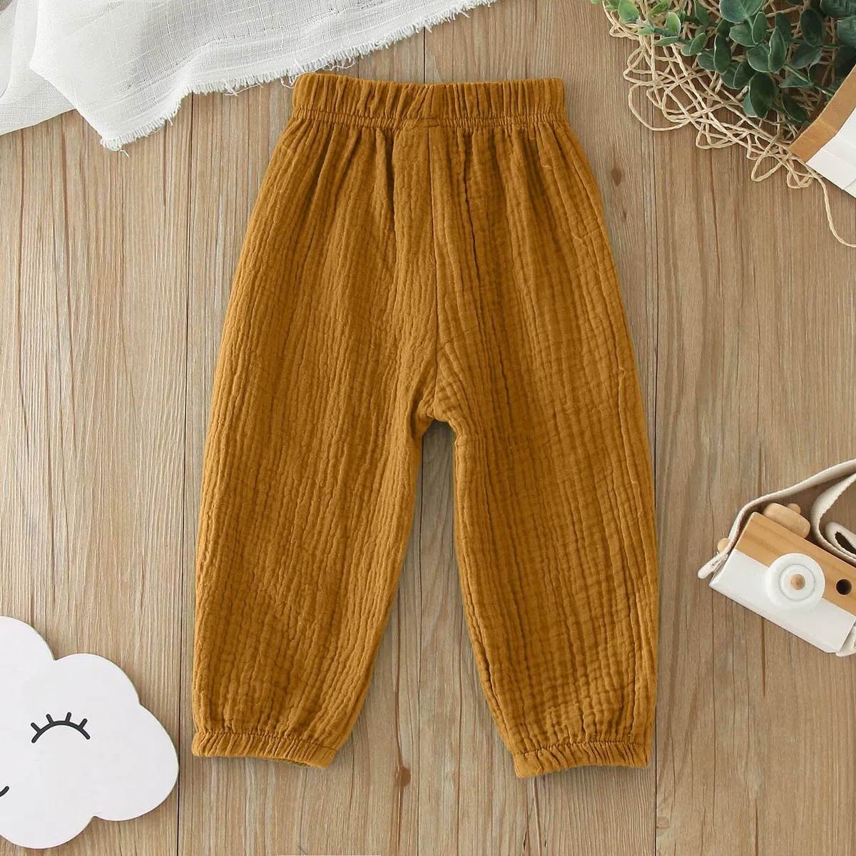 3 Stück Musselin Hose Kinder Mädchen Jungen Sommer Einfarbig Leinenhose Baumwolle Lange Hosen dünn Pumphose Haremshose Jogginghose Lässige Hose Strandhosen