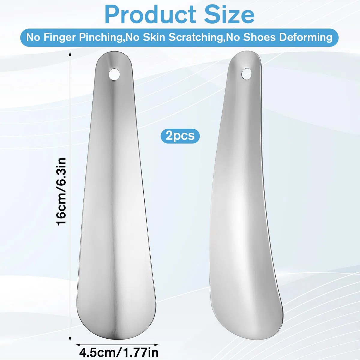 2 Stück Schuhlöffel Klein, 16 cm Kurz Schuhanzieher Edelstahl mit Aufhängelöchern Metall Schuhlöffel Schuhloeffel Unterwegs Schuhhelfer zum Anziehen für Männer Frauen und Senioren