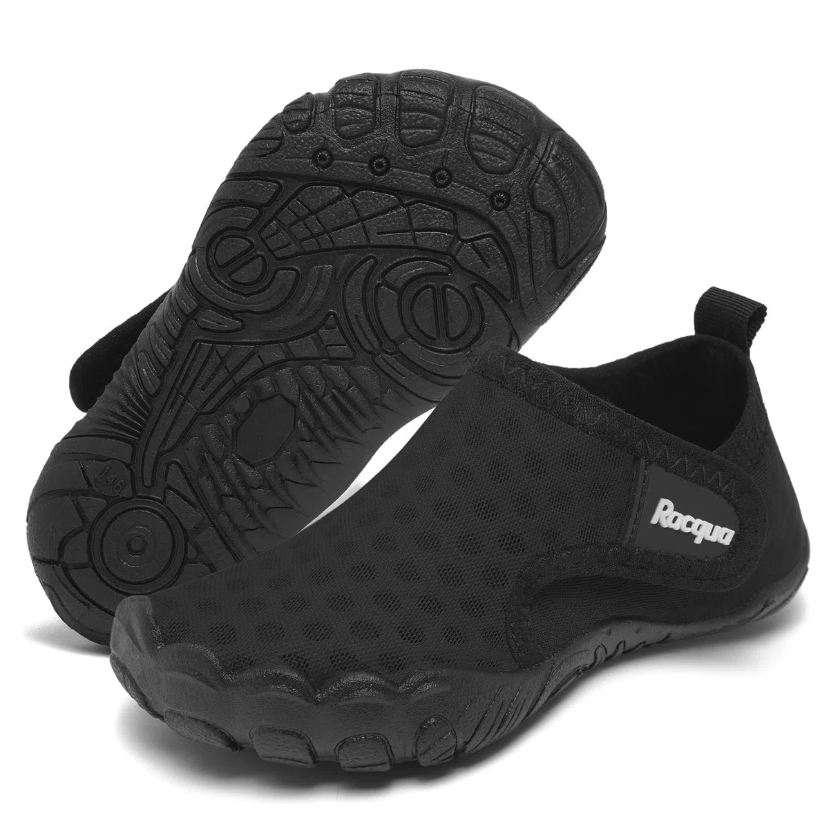 Racqua Wasserschuhe Kinder Baby Strand Schuhe Aqua Schwimmen Neoprenanzug Pool Meer Anti-Rutsch Leichte Schnell Trockene Schuhe Kleinkinder Jungen Mädchen Schwarz 26