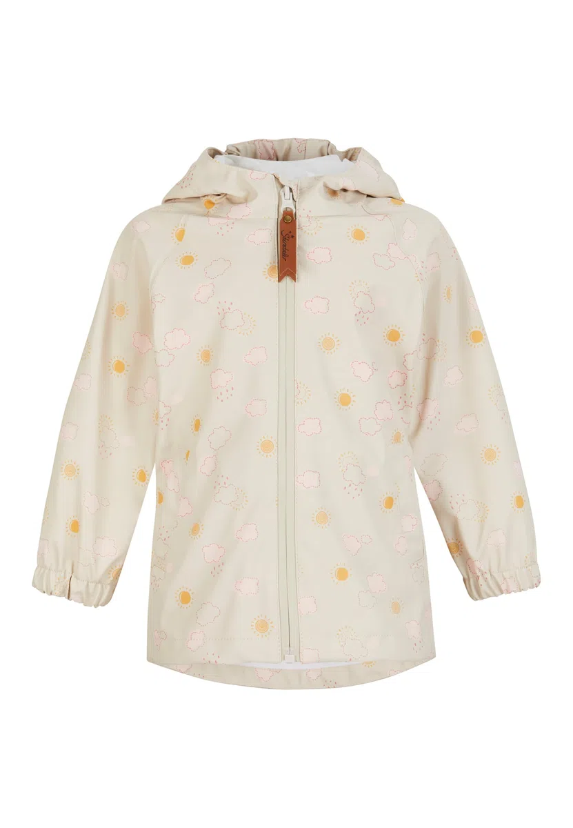 Sterntaler Regenjacke ungefüttert Wolken - Kinder Regenjacke wasserdicht - Mädchen Jacke mit verschweißten Nähten Kapuze und reflektierenden Details - robuste Regenbekleidung