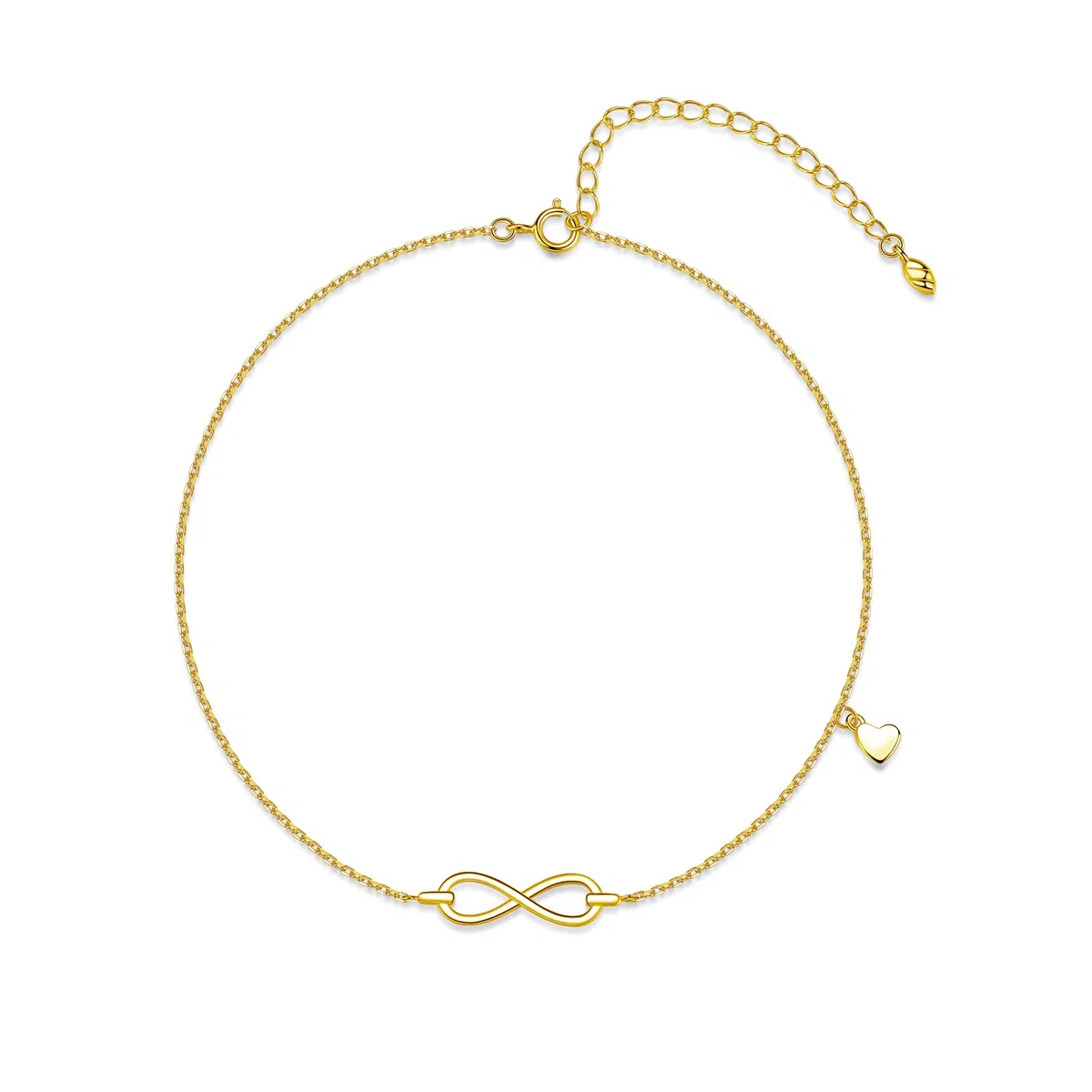 Fussketten für Frauen Sillber, Infinity Herz/Herz Fußkette, 925 Sterling Silber Fußkettchen für Damen, Sommer Strand Knöchel Armband Fußspange, Wasserfest Fußschmuck Verstellbar -22+5cm