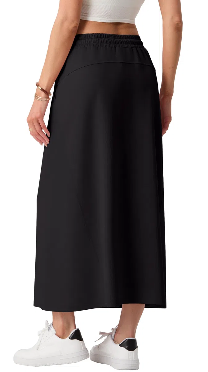 GRECERELLE Rock Damen mit Taschen Elastischer Bund Maxirock Damen Lang A-Linie Sommerrock Damen Midi aus Modal-Mix Casual Rock für Alltag & Urlaub
