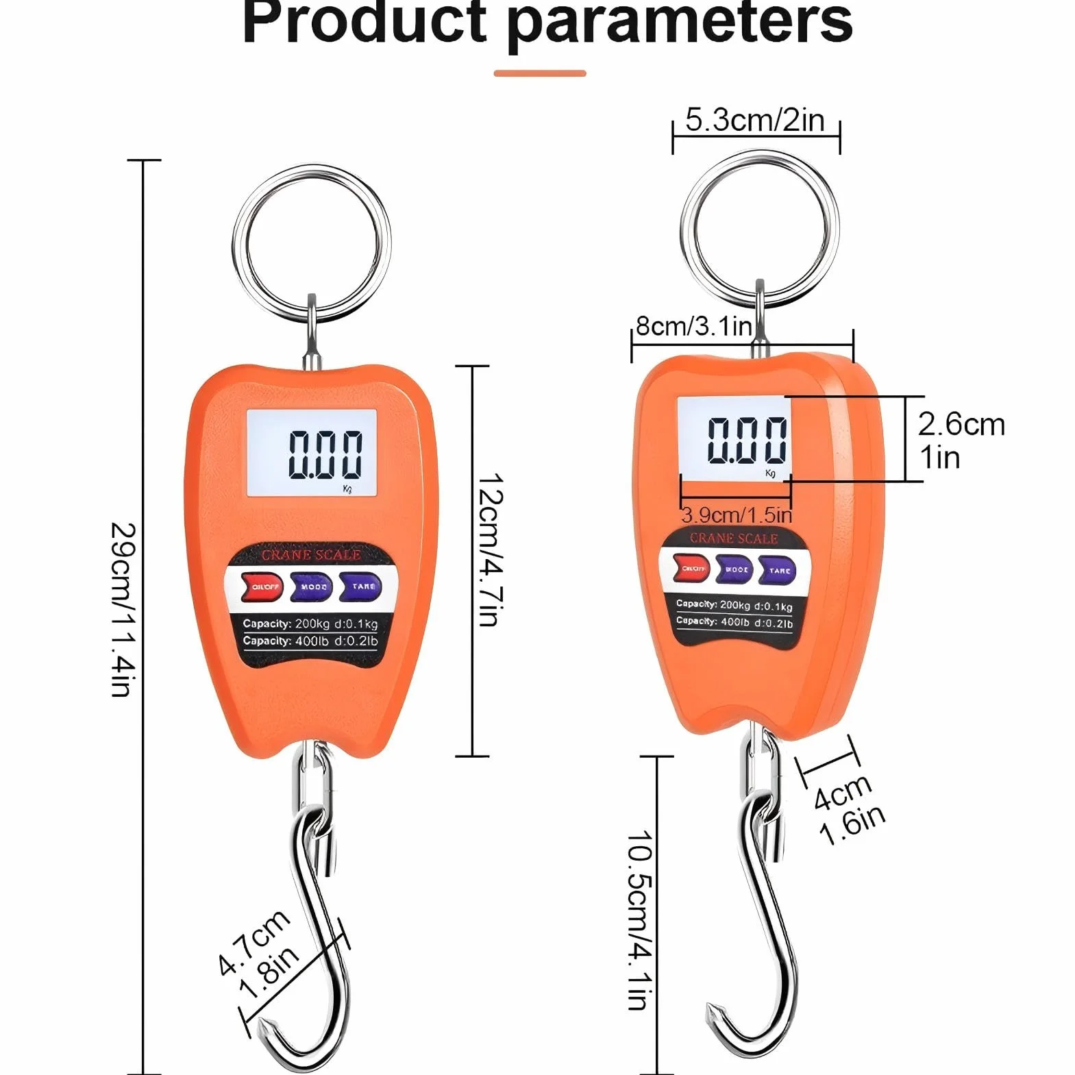 Digitale Hängewaage Digitale Kranwaage Tragbare Mini-Hängewaage 200 kg Elektronische Hakenwaage Tragbare Digitalwaage Mit LCD-Bildschirm Kofferwaage Digital mit Haken Gepäckwaagen für Reisen