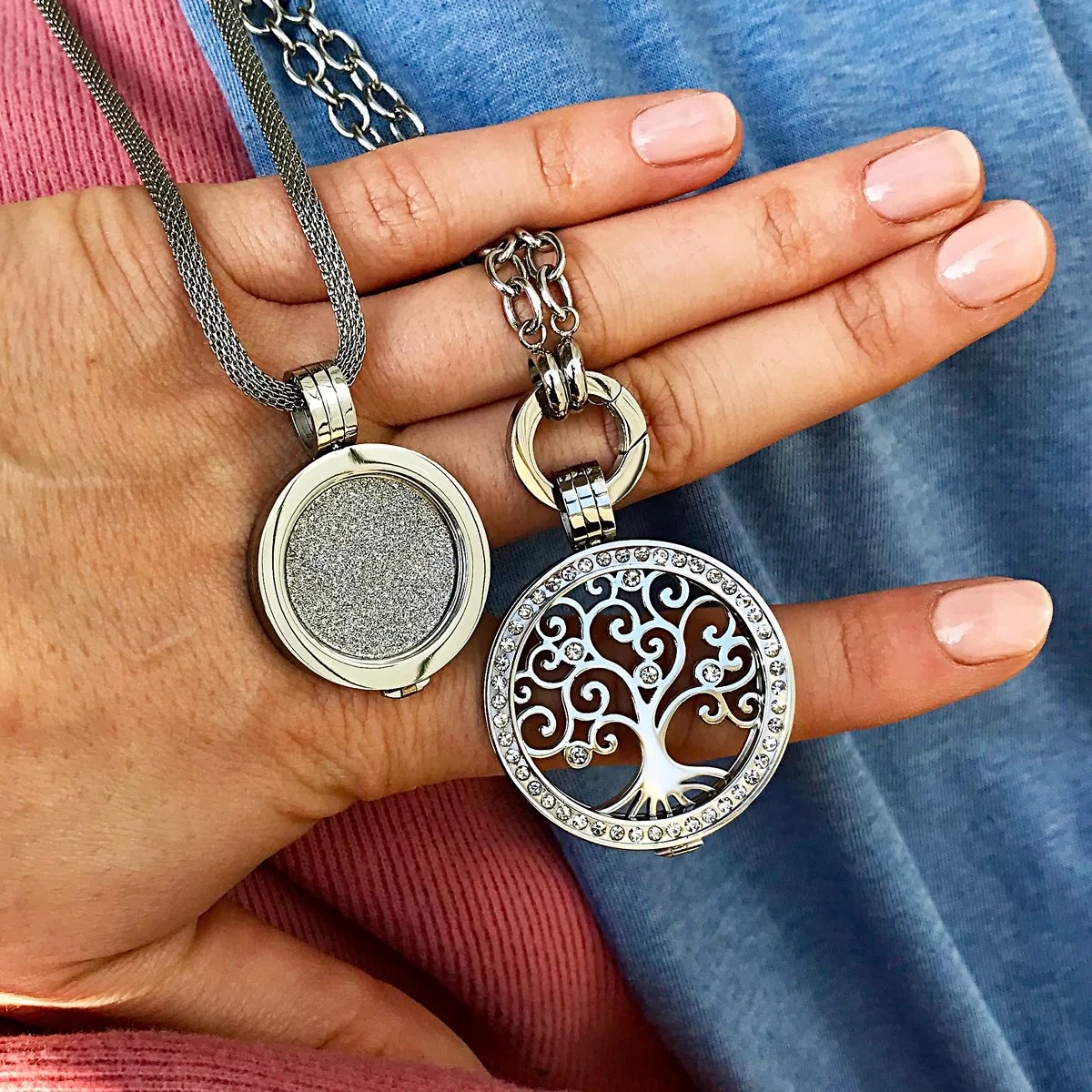 Quiges 33mm Coin Anhänger aus Edelstahl für Damen