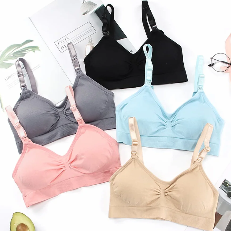 Bysion Still BH Damen Schwangerschaft Atmungsaktivem Still-BHS Ohne Bügel Nahtlose Tag und Nacht Still-BH Mit Abnehmbaren Untersetzer Camisole Top für Mutterschaft - 3er Pack
