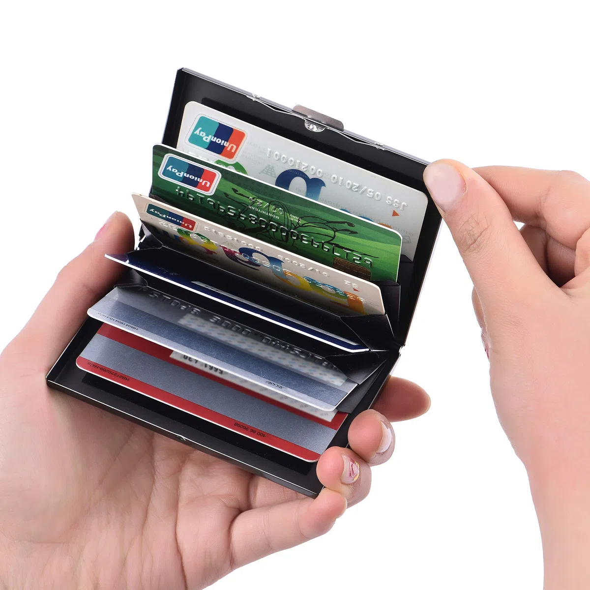 Slim Metall Kreditkarteninhaber Brieftasche für Damen und Herren,mit RFID und NFC Schutz gegen Datendiebstahl Kartenhalter.