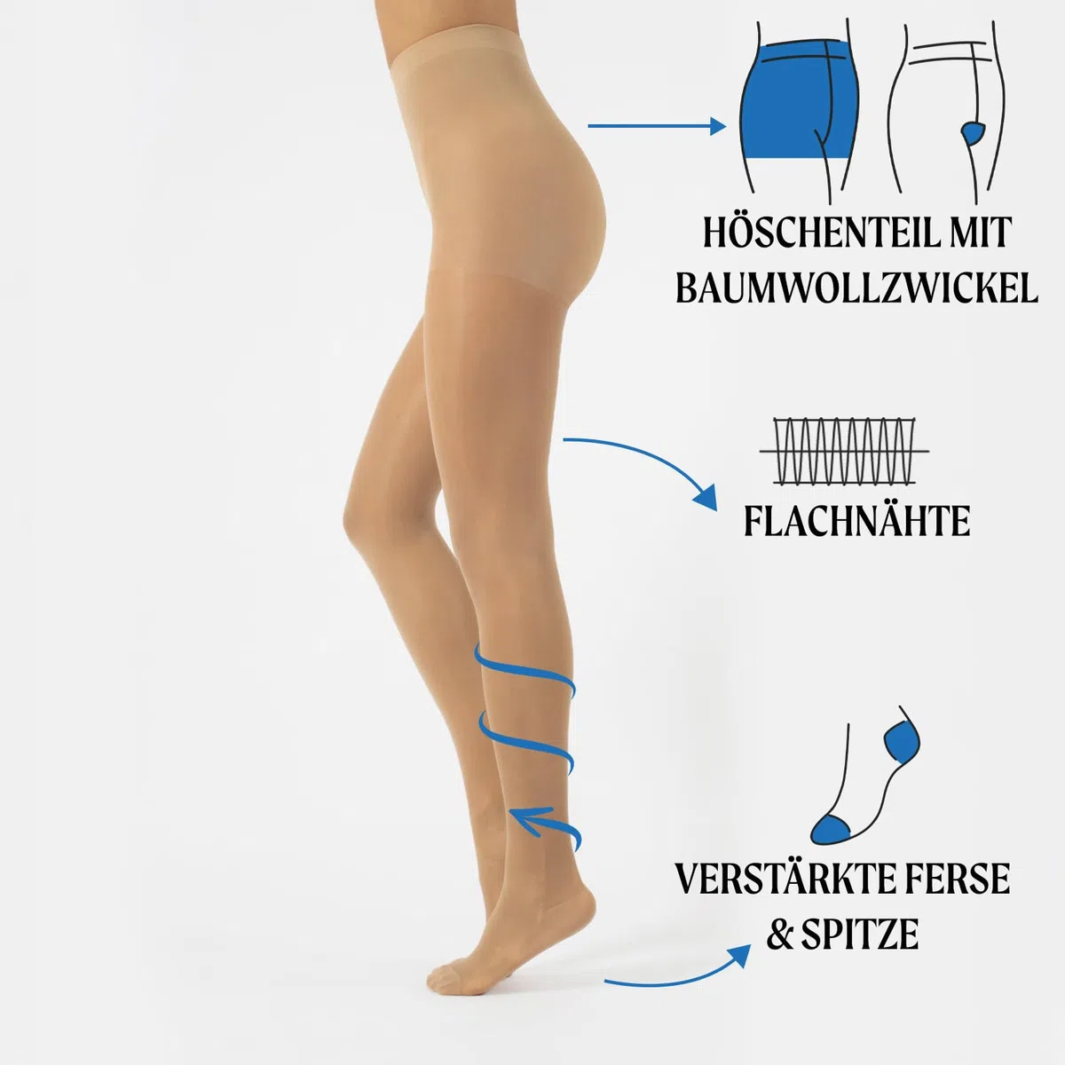 CALZITALY Stützstrumpfhose mit starker Kompression 10 mm/Hg, Feine Kompressionsstrumpfhosen Damen, S, M, L, XL, XXL, 3XL, 4XL, 70 DEN, Made in Italy
