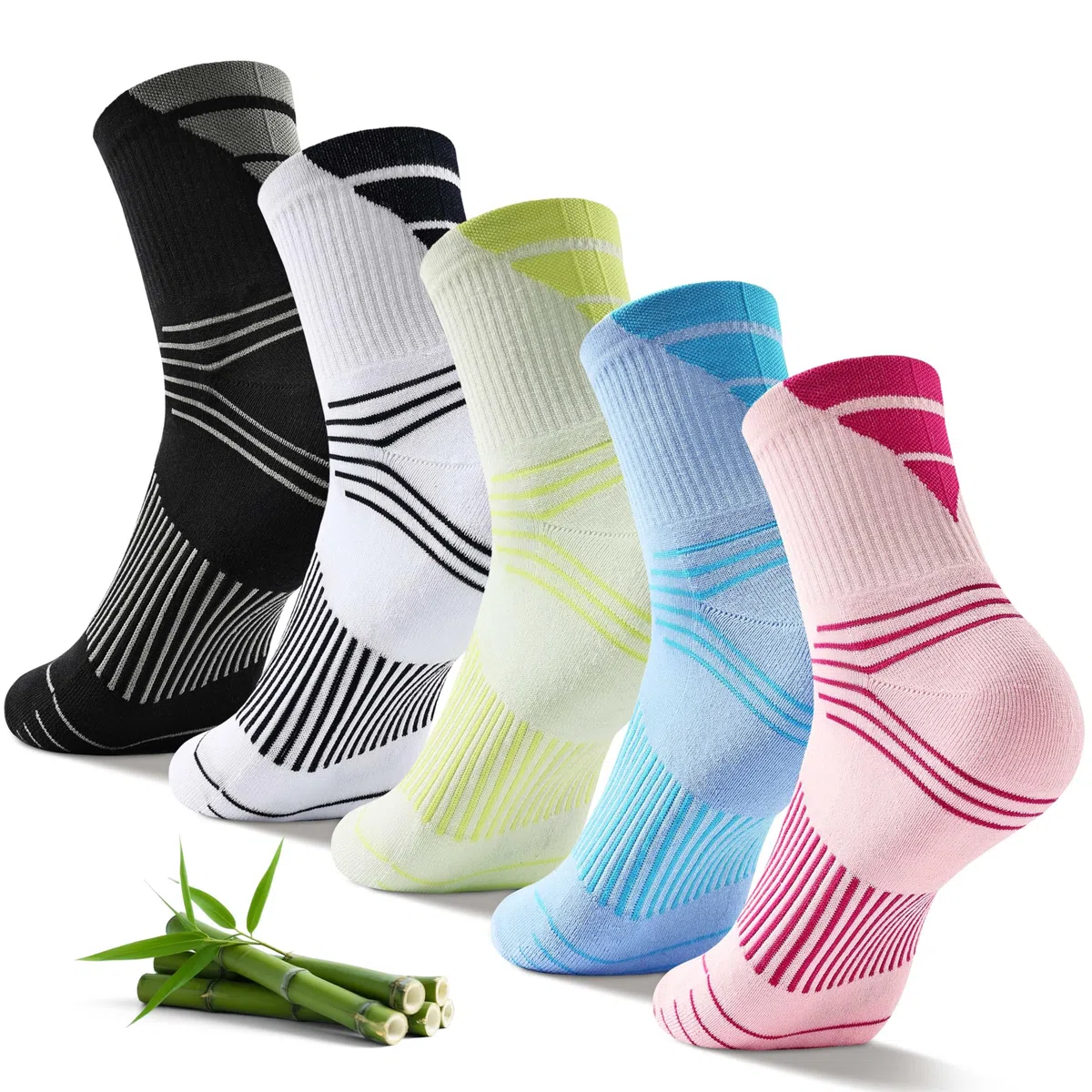 Jeasona 5/10 Paare Kompressionssocken Damen/Herren Kurz Sommer Sport Wandern Joggen Laufen Compression Socks