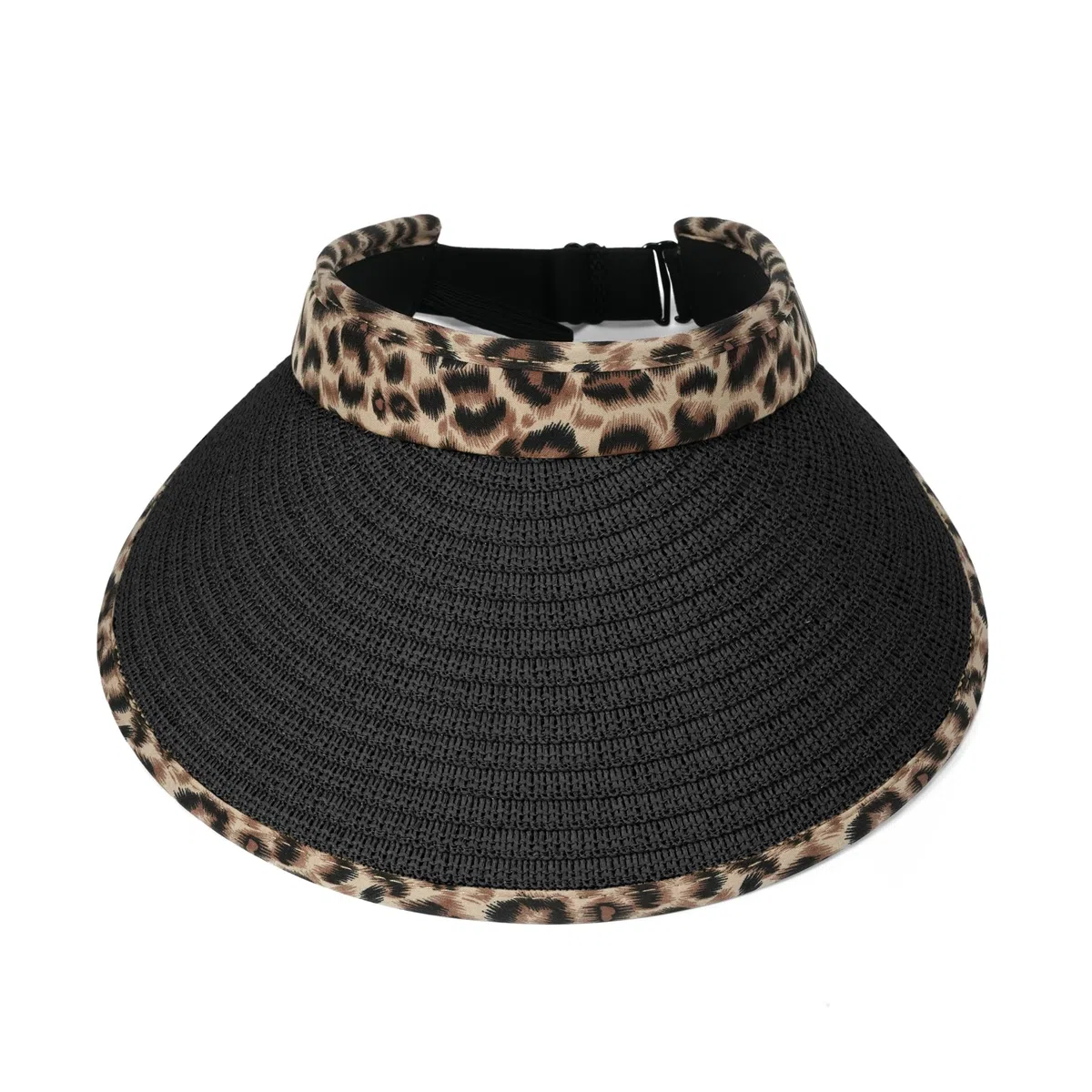 Clakllie Sommer Sun Visor Cap Damen UV-Schutz Stroh Sonnenhut mit Breiter Krempe Leopard Sonnenschild Outdoor Sport Golf Tenniskappe