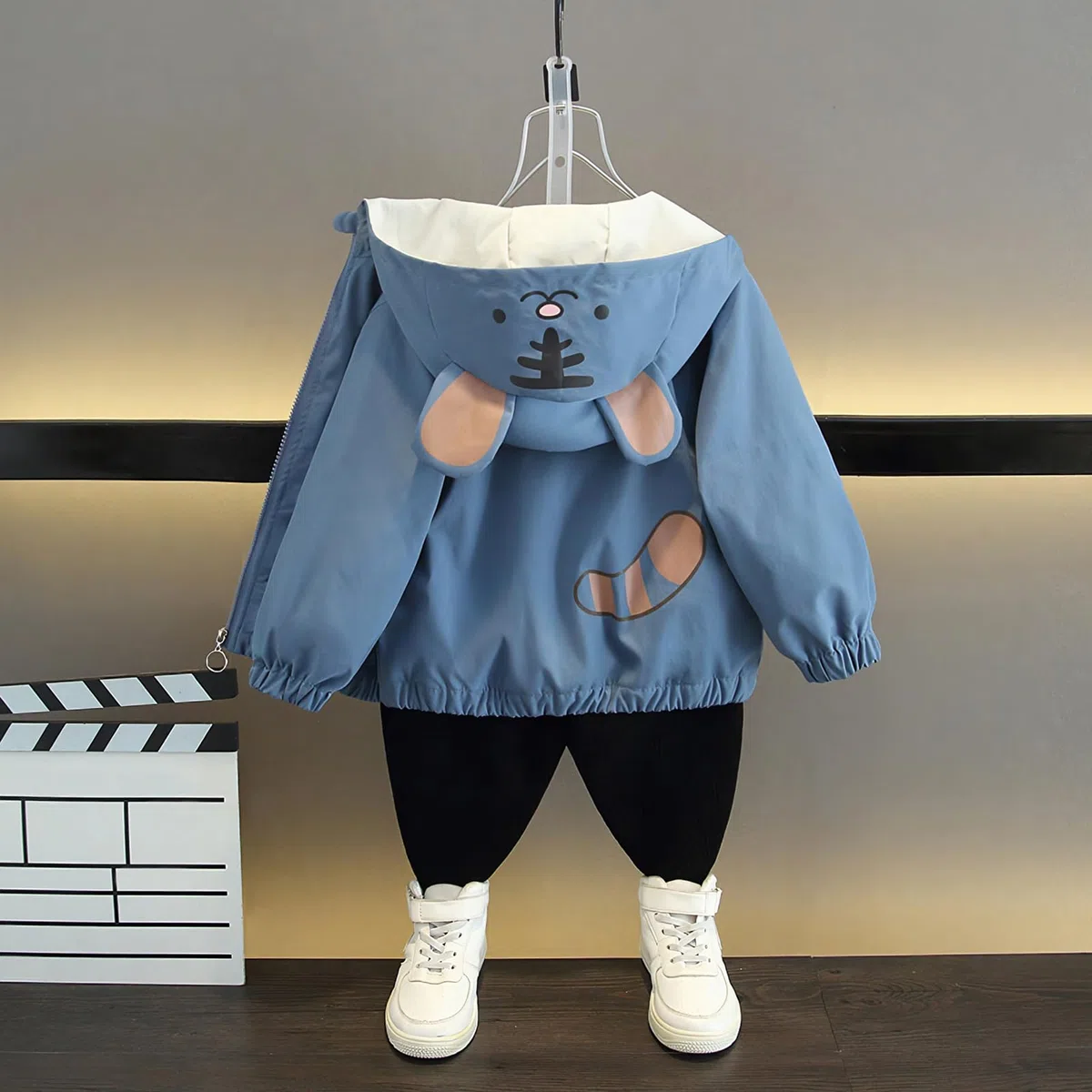 Übergangsjacke Jungen mit Kapuze Kinder Windjacke Reißverschlussjacke Cartoonjacke für Frühling Herbst
