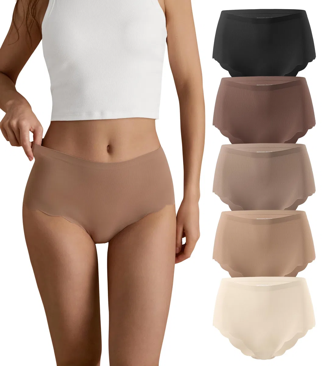 SHARICCA Nahtlos Slips Unterwäsche Damen Hohe Taille Bequeme Seamless Hipster Slips No Show Unterhosen Damen Panties Mehrpack