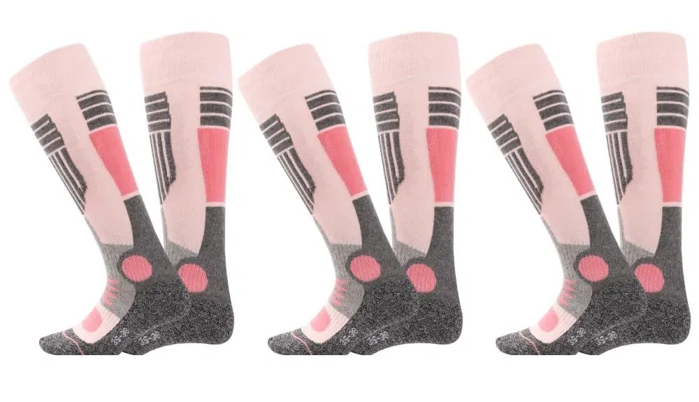 Palleon 4 Paar Damen Skisocken | Thermo Wintersocken mit Polsterung | Warme Kniestrümpfe für Ski, Snowboard, Langlauf & Outdoor