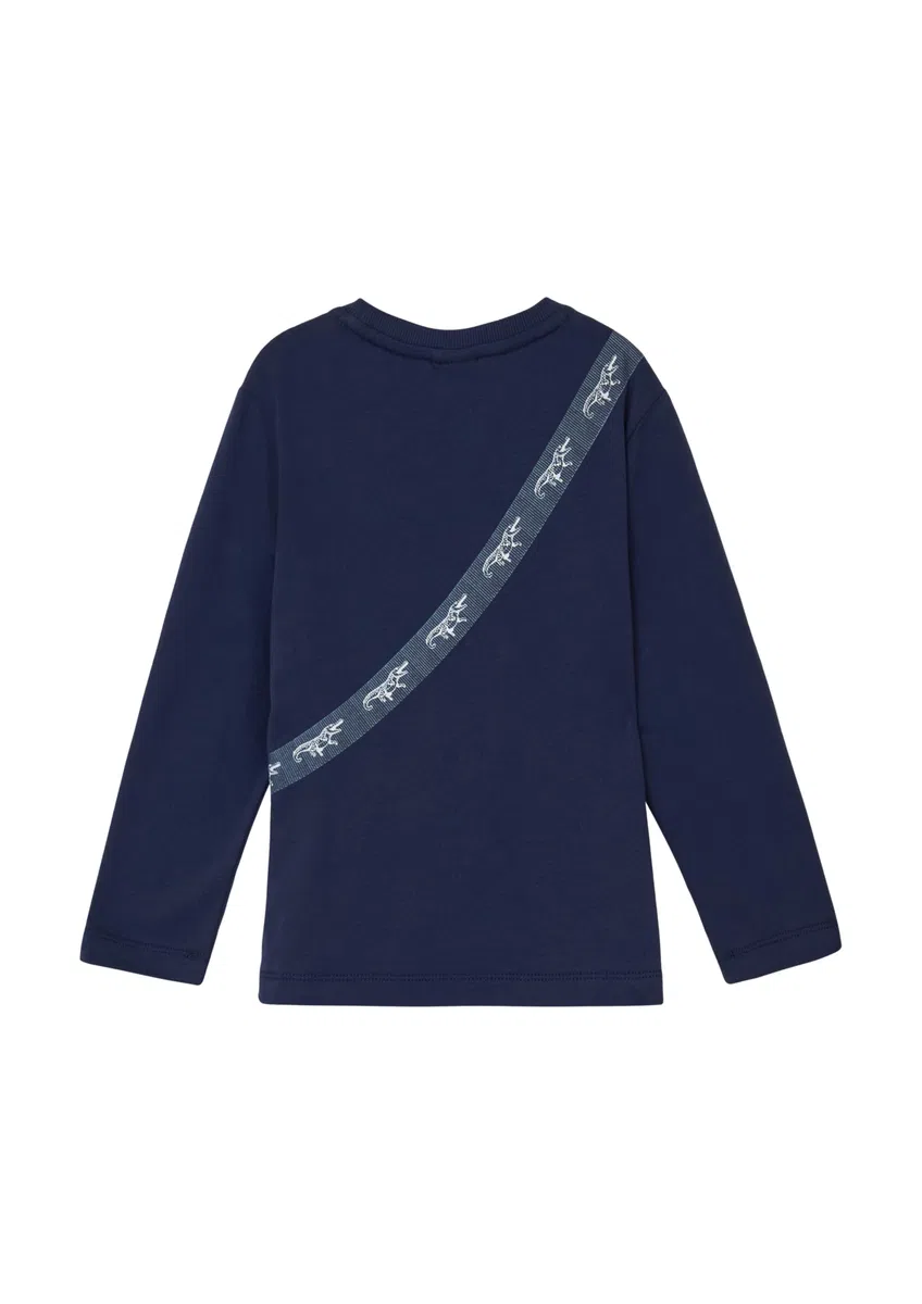Jersey-Longsleeve mit aufgesetzter Reißverschlusstasche tiefblau 140