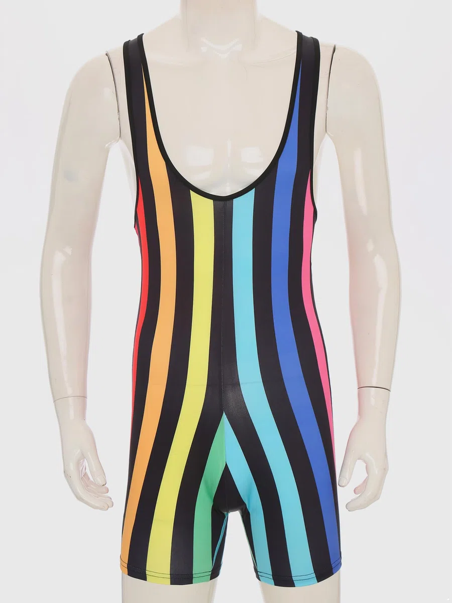 Doomiva Herren Body Einteiler Overall Ärmellos Tank Top Sportbody Männer Streifen Gymnastikanzug Sport Workout Bodysuit Sportwear