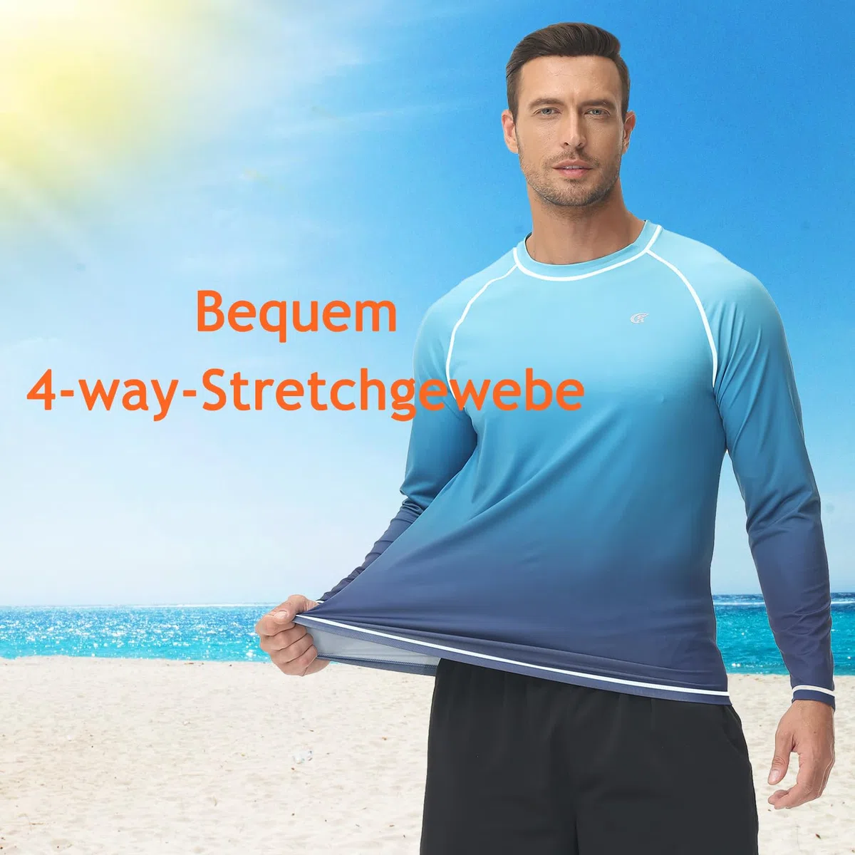 Huayuzh Rashguard UV Shirt Herren Langarmshirt Schwimm Tshirt Schnelltrocknend Atmungsaktiv Surfen Angeln Wandern Top