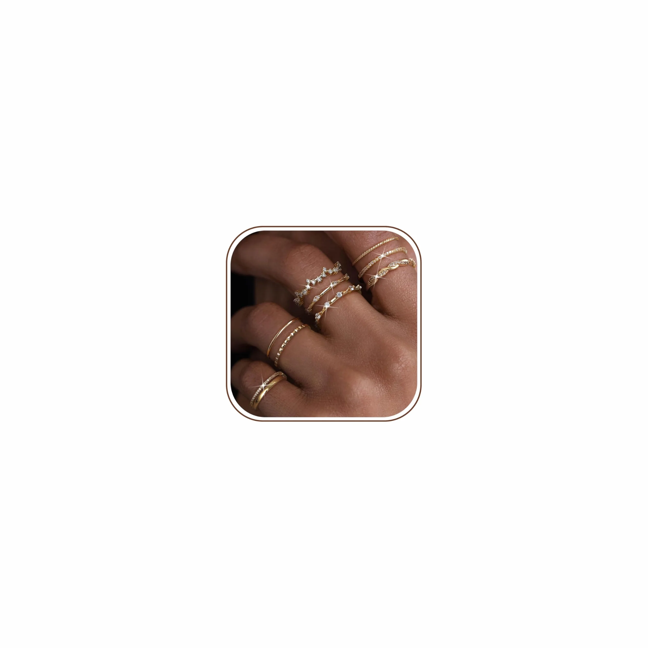 LOLIAS 9 Stück Ringe Gold/Silber Wasserfest Ring Verstellbar Statement Ringe Damen Damenring Daumenringe Fingerring Stapelringe Verlobungsring Promise Ring Set Schmuck