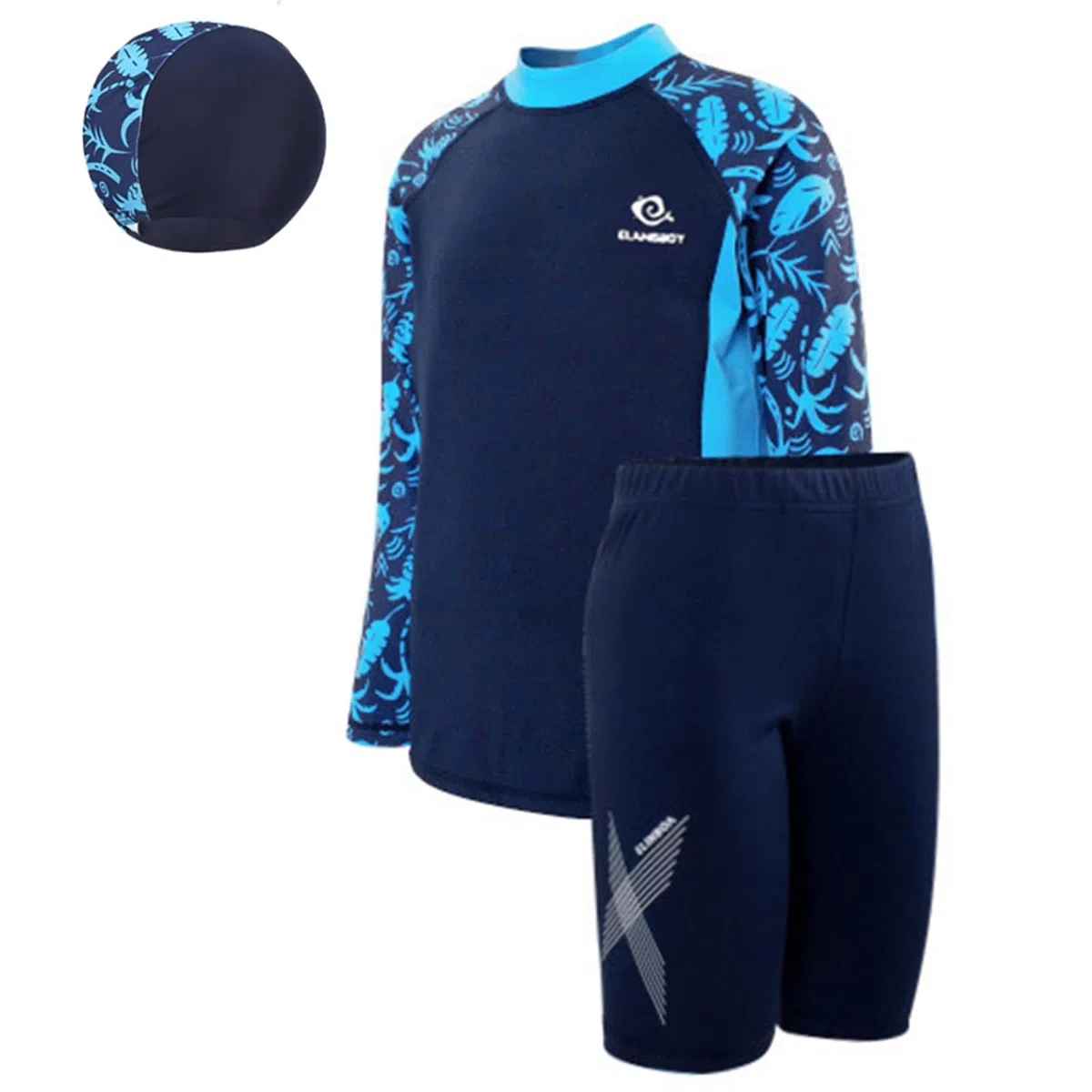 Jungen Schwimmkostüm Rash Guard Badeanzüge Set 3 Stück langärmelige Badeshirts Schnell trocknende Badeanzüge mit Badehose