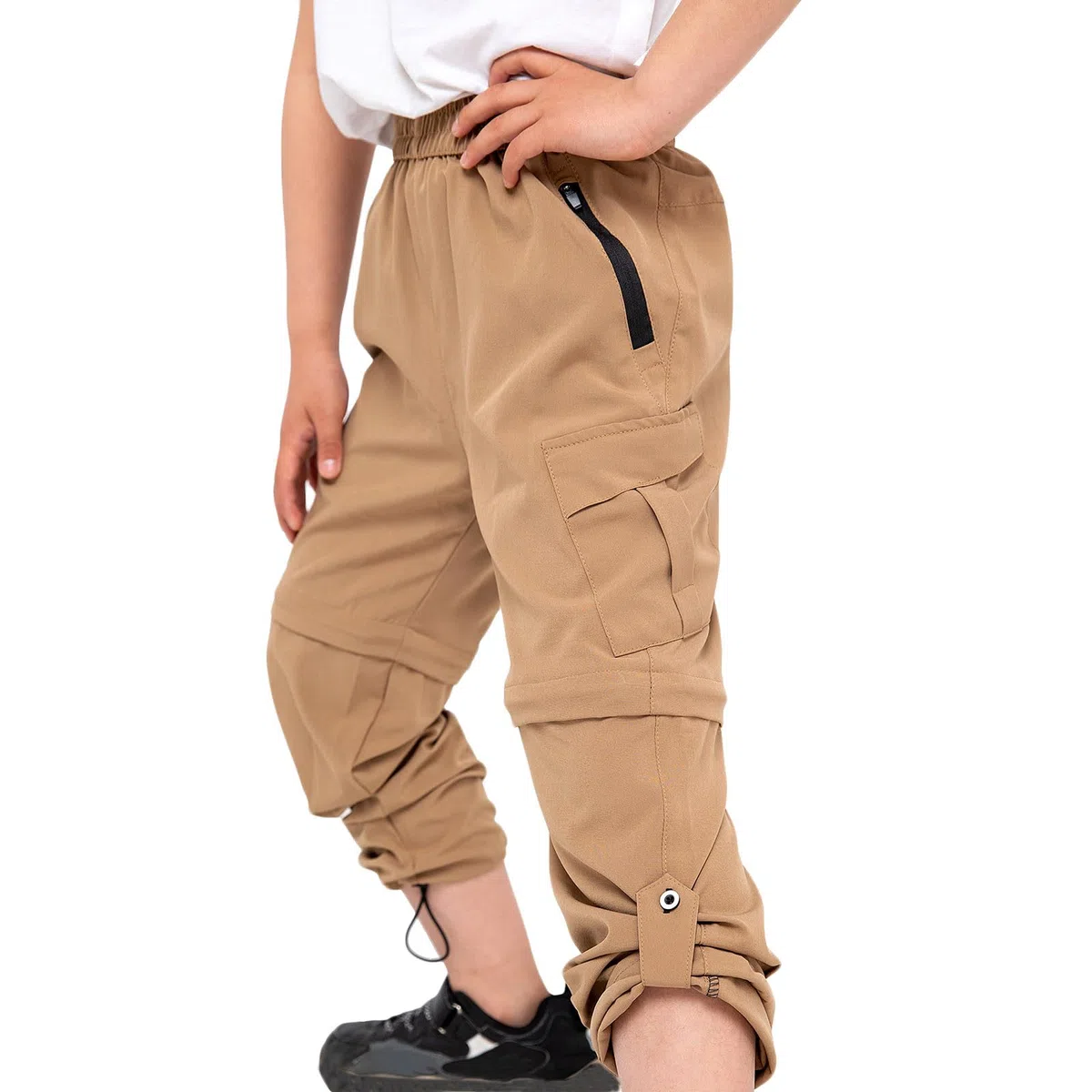 Kinder Zip Off Wanderhose Abnehmbar Trekkinghose, 2 in 1 Pants Jungen Elastische Taille Outdoorhose Arbeit Hosen Einfarbig Funktionshose Wasserdicht & Atmungsaktiv Outdoorhosen