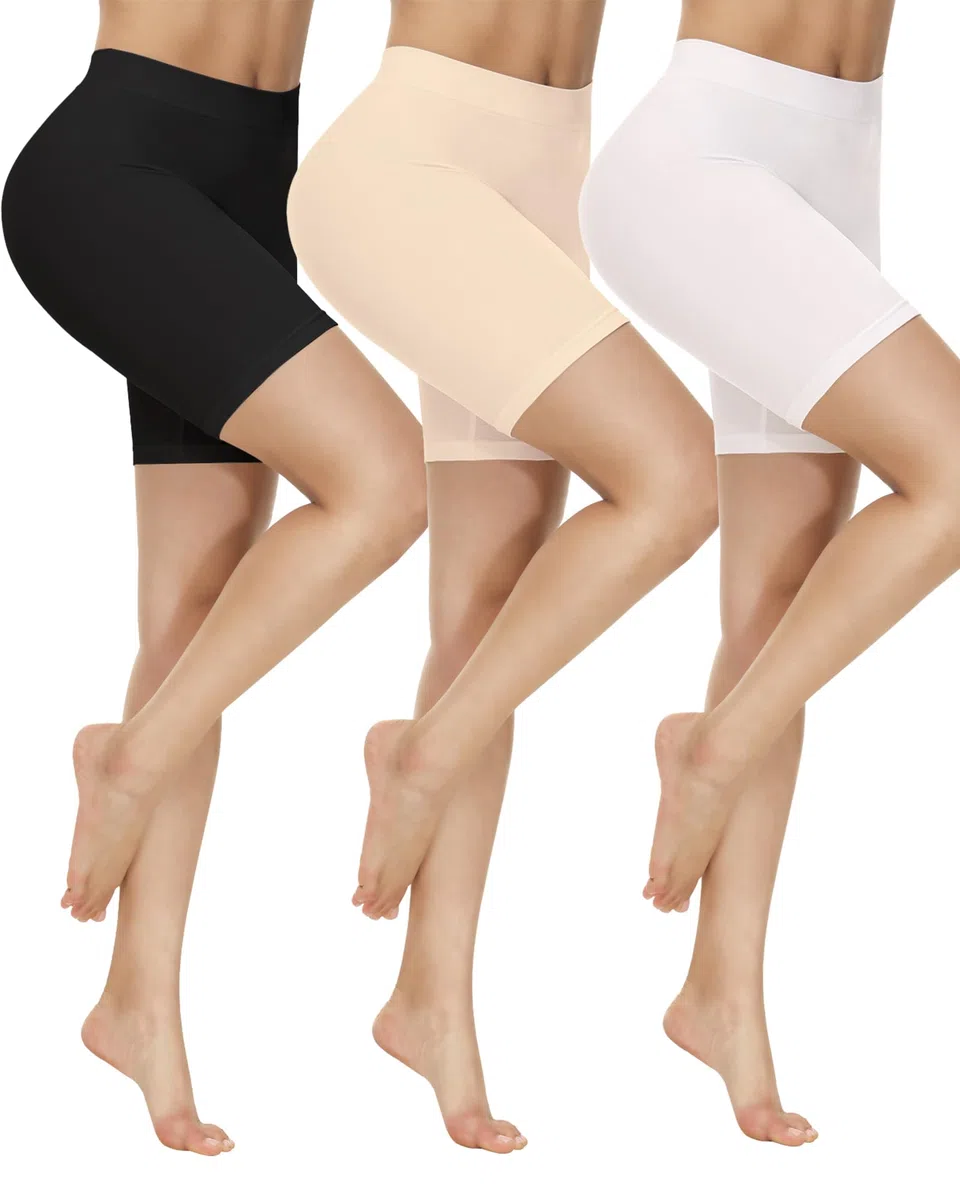 Yeblues Radlerhose Damen Kurz Hose,3er Pack Anti Scheuern Radlerhosen Shorts Damen Kurze Hosen für Kleid Kleider Rock,Nahtlos Hohe Taille Unterhose für Sommer Gym,Yoga,Radsport Sport