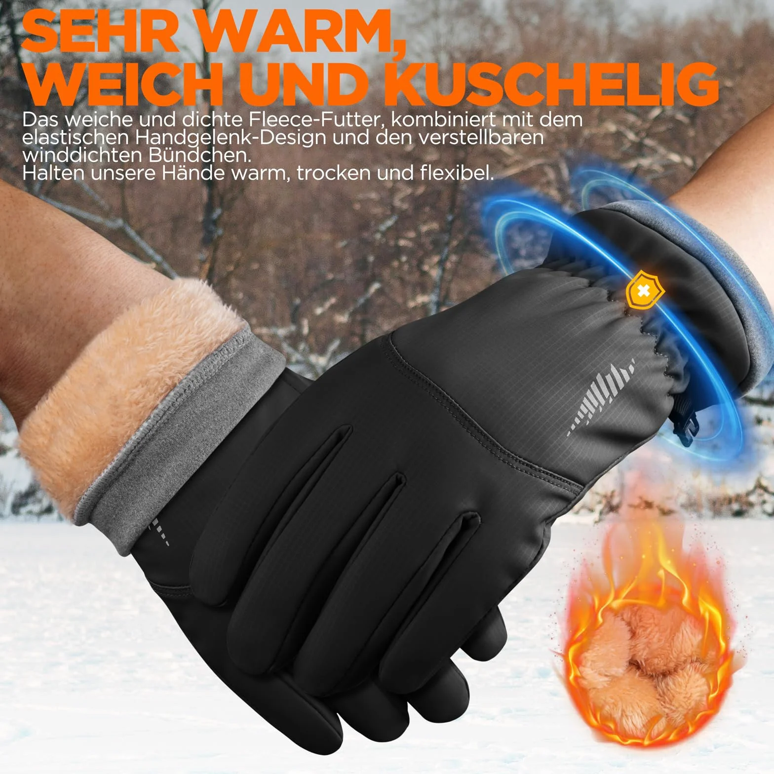 rivmount Winterhandschuhe für Herren Damen,Thermo-Handschuhe,Wasserdicht Fahrradhandschuhe,Winddicht Touchscreen Handschuhe,Warme Skihandschuhe für Laufen,Skifahren,Wandern,Radfahren,Motorrad RG802