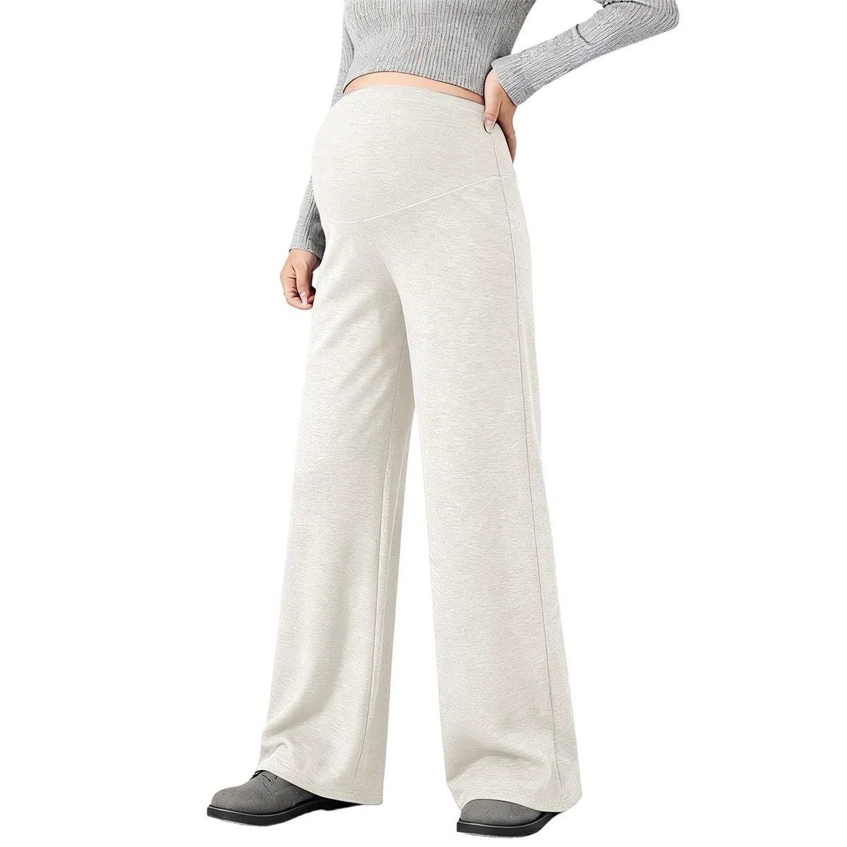 Umstandshose Damen Schwangerschaftshose Hohe Taille Yogahose Mit Taschen Weites Bein Umstandsmode FüR Schwangere Lang Freizeithose Stretch Lose