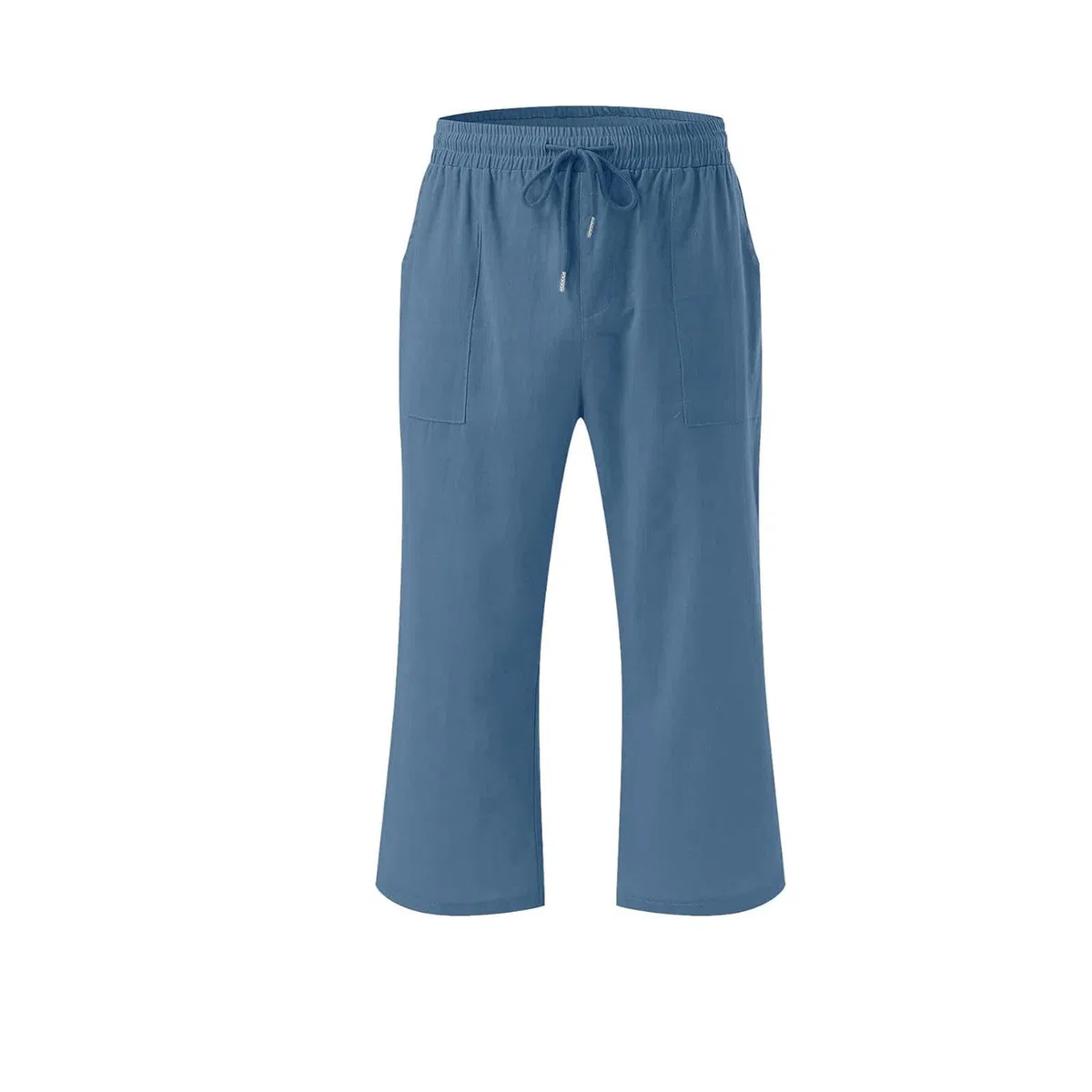 Generisch 3/4 Lange Leinenhose Kinder Mädchen Sommer Baumwolle Leinen Hose Lässige Weitem Bein Strandhose Leicht Einfarbig Jogginghose Hohe Taille Freizeithosen mit Taschen Sommerhose für Outdoor