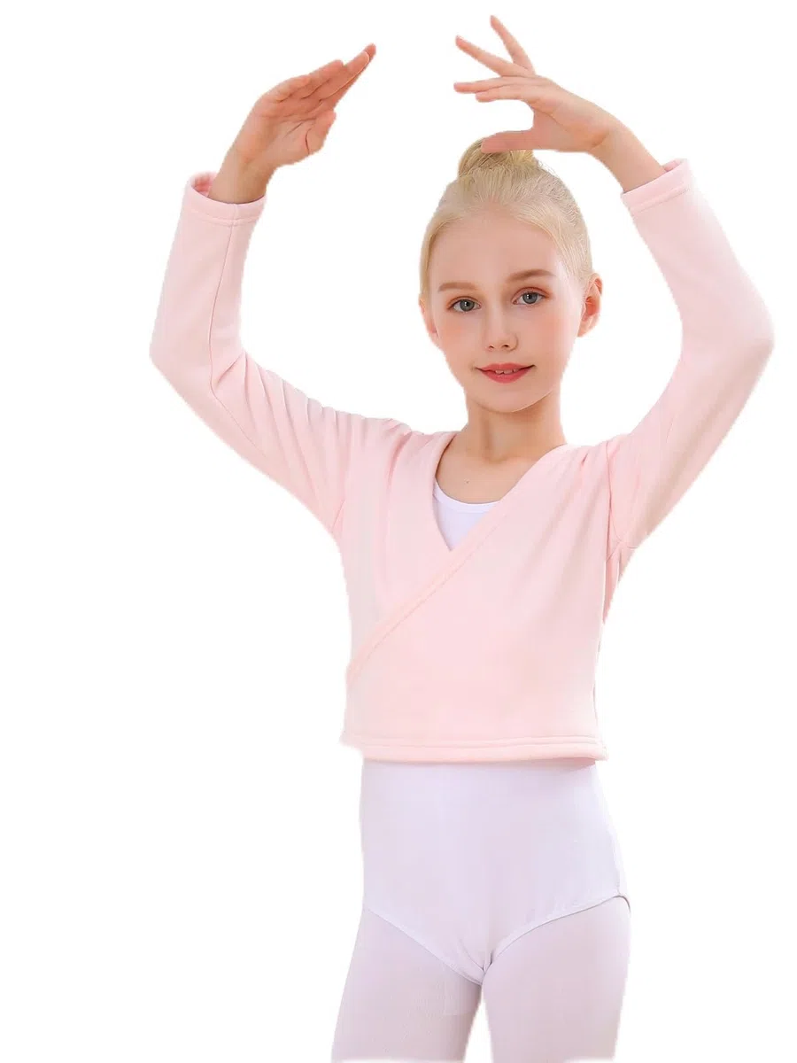 Bezioner Kinder Ballett Wickeljacke Mit Fleece Gymnastik Tanz Ballettjacke Lange Ärmel für Mädchen Damen