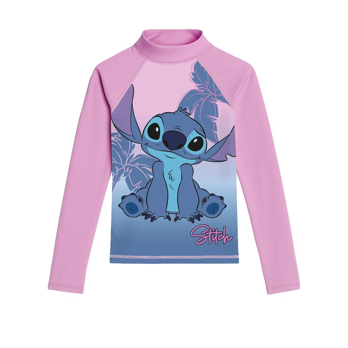 United Labels Lilo & Stitch Schwimmshirt UV Schutz 30 für Mädchen, Rosa Blau, Badeshirt Langarm, Bademode Kinder, Badebekleidung