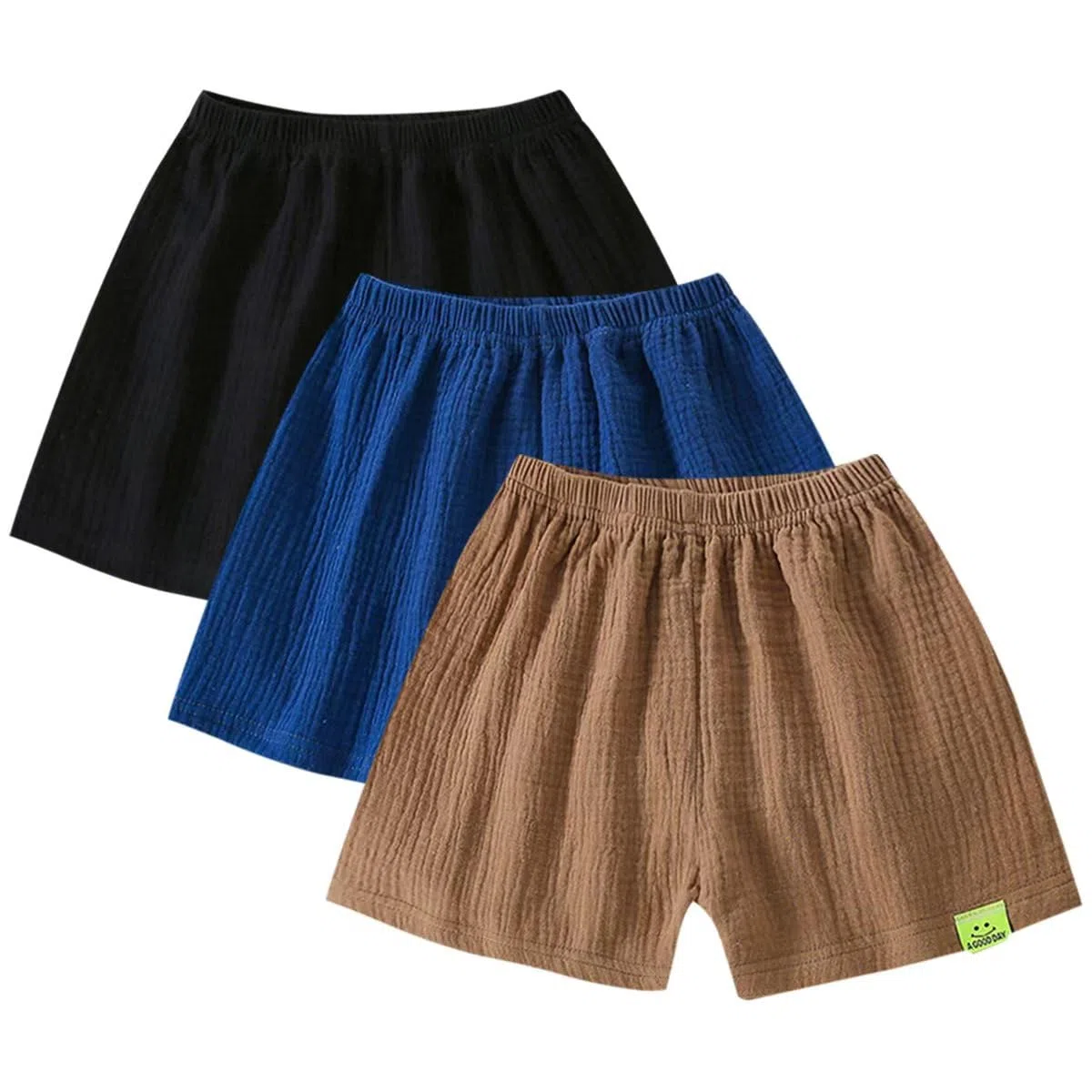 3er Pack Baby Kinder Jungen Mädchen Baumwolle Leinen Shorts Sommer Musselin Kurz Hose 1-11 Jahre Sommerhose Leichte Atmungsaktive Einfarbige Lässige Kurze Hosen Gr. 80/86/98/104/116/128/134/146