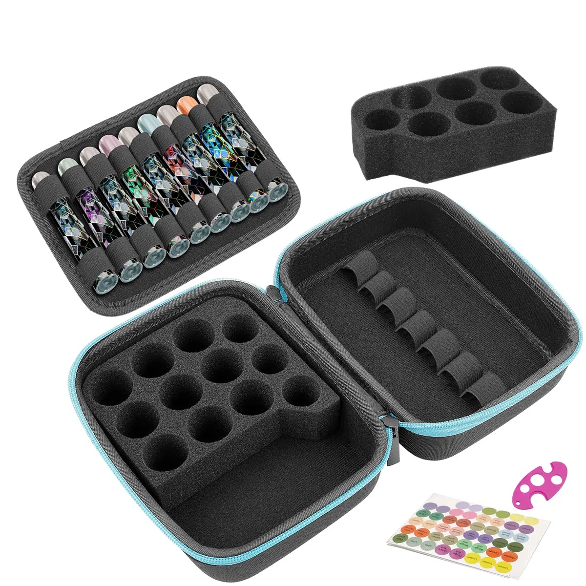 Aufbewahrungsbox mit Griff für ätherische Öle 44 Slots Schwarz ätherische Öle Aufbewahrungskoffer tragbare ätherisches Öl Travel Box Halter Organizer