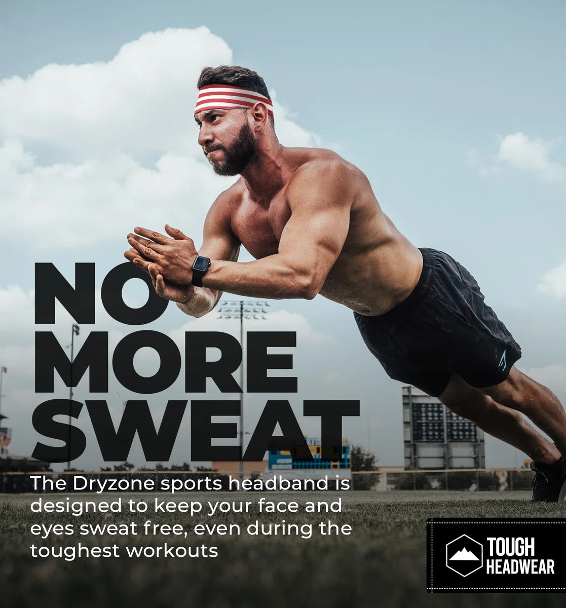 Tough Headwear Schweißbänder für Herren – Sport-Stirnbänder für Herren/Damen – Grau, Einheitsgröße – für Sportteilnehmer – Tennis, Fußball, Radfahren, Crossfit, Baseball, Basketball, Laufen