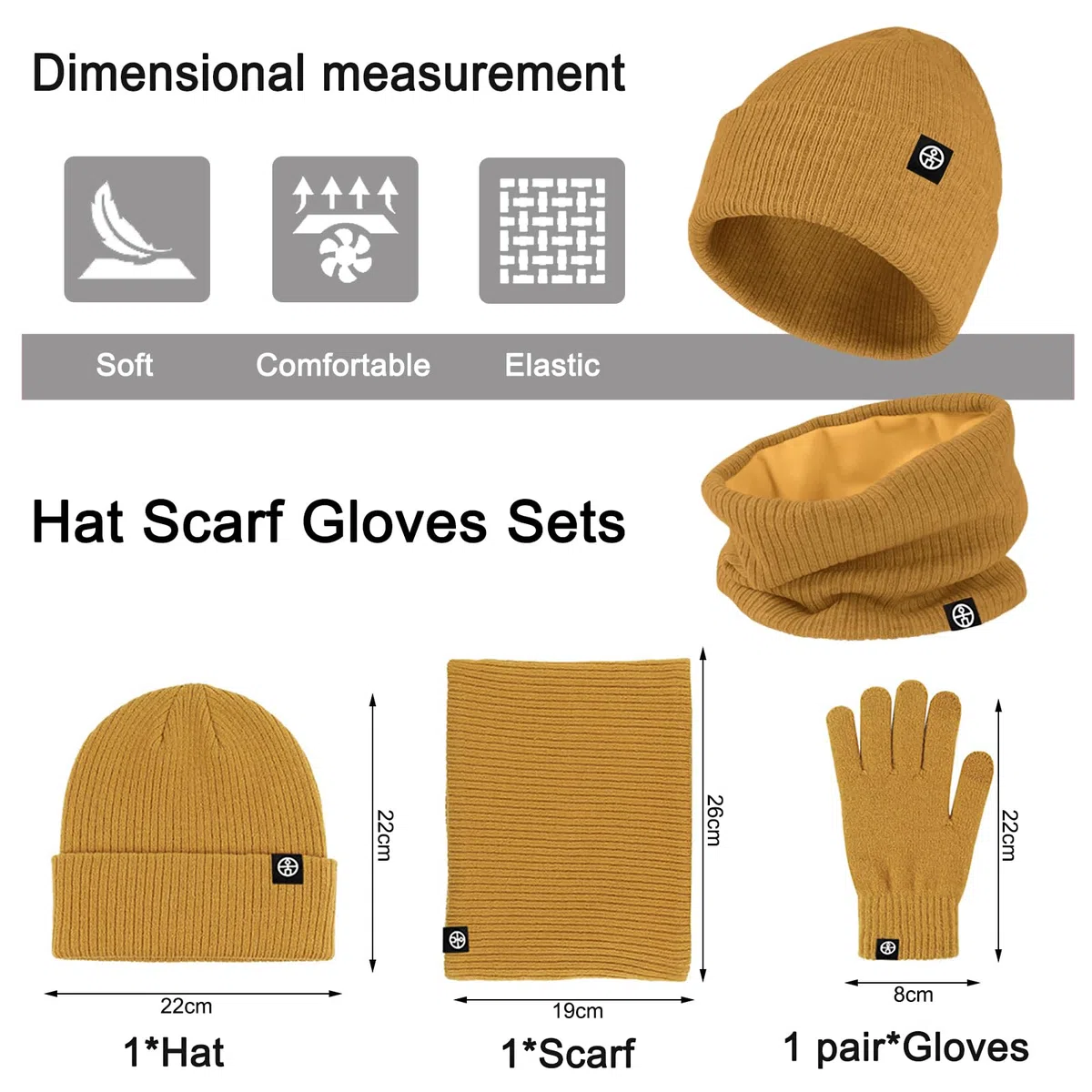 Baynetin Mütze Schal & Handschuh-Sets 3in1 Unisex BeanieMütze Touchscreen Handschuhe und Loop Schal Set mit Weiches Fleecefutter für Outdoor Sport Joggen Skifahren