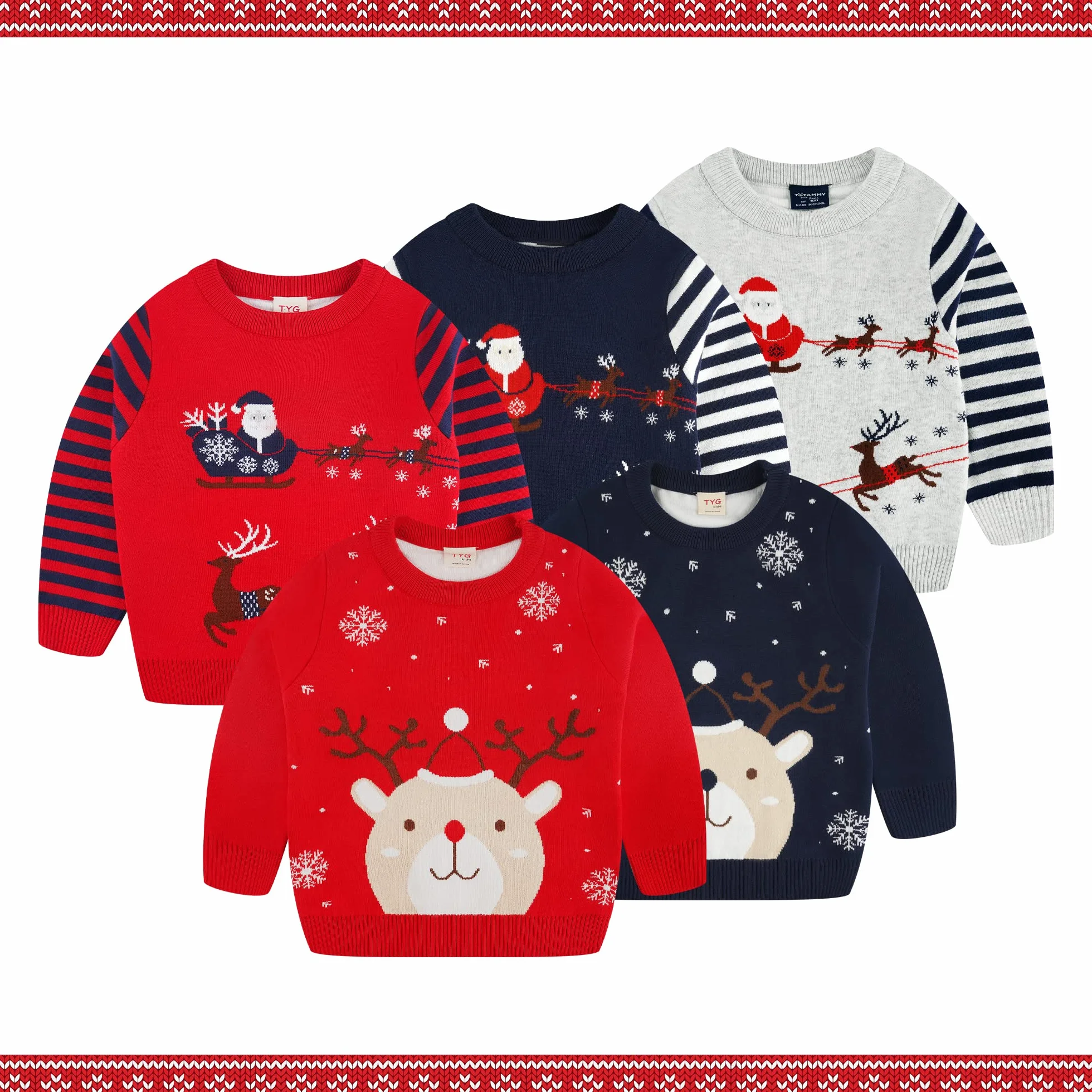 Kinder Rundhals Christmas Sweater Jungen Weihnachtspullover Strickjacken Gestrickt Strickpullover Herbst Winter Langarm Sweater Pullis