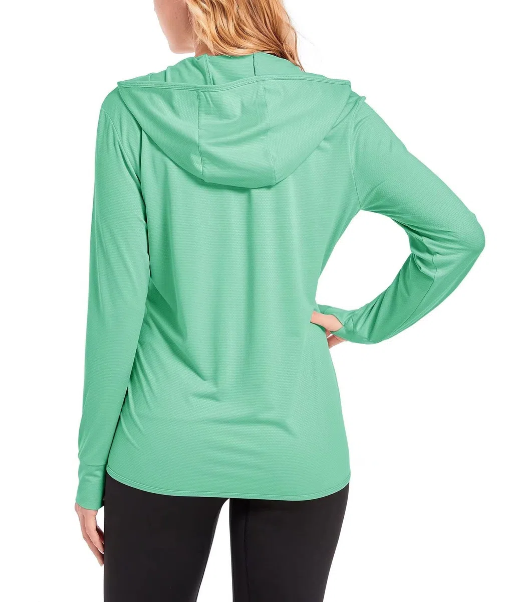 TACVASEN Damen UV Shirt Kapuze Jacke Langarm Laufshirt Schnelltrocknend Sportshirt Full Zip Sun Hoodie mit Daumenloch