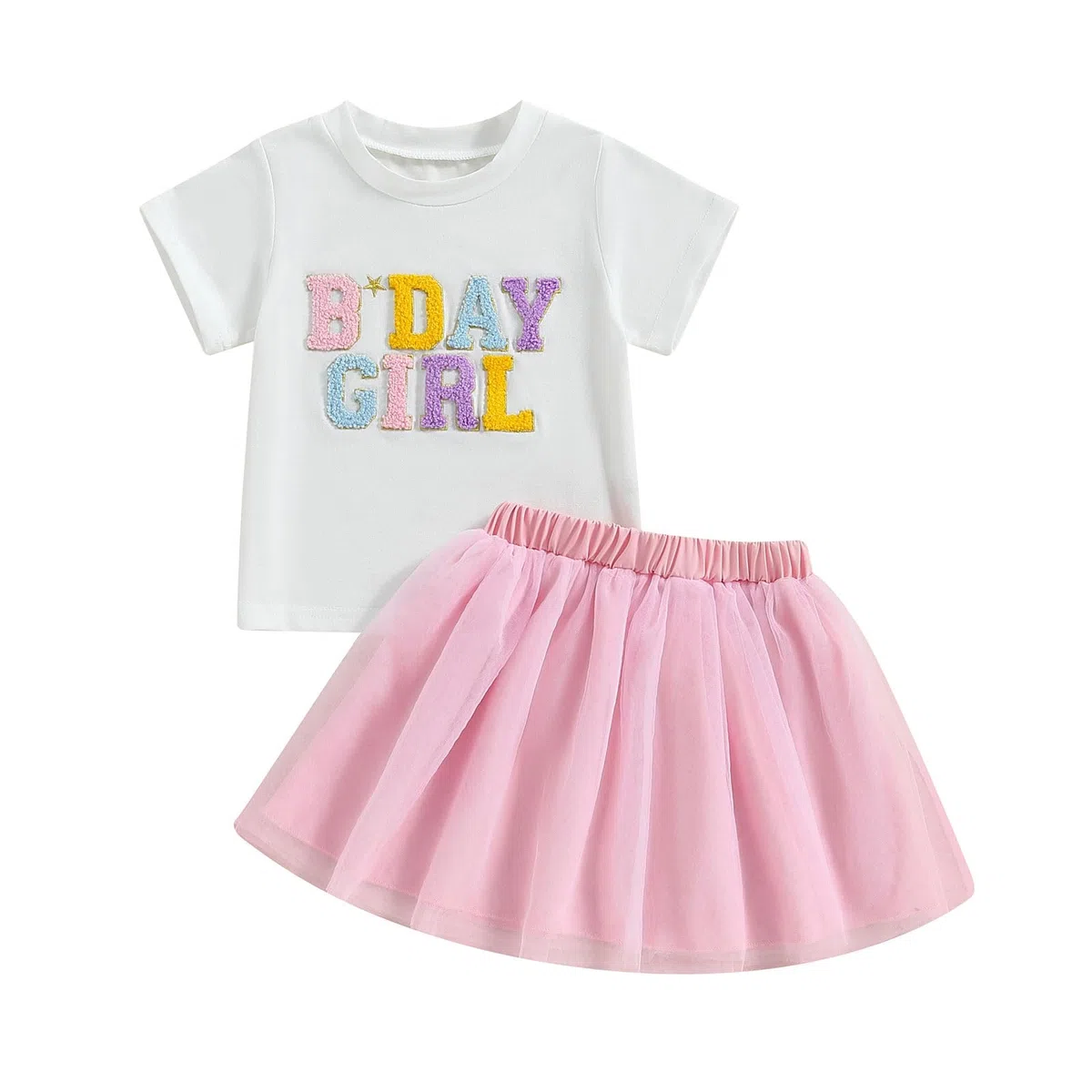 Baby Mädchen Geburtstag Outfit Kurzarm Brief Stickerei T-Shirt Mit Regenbogen Tüll Rock Baby Mädchen Geburtstag Prinzessin Tüllrock Set Geburtstag Spitzen Tutu Rock Outfit