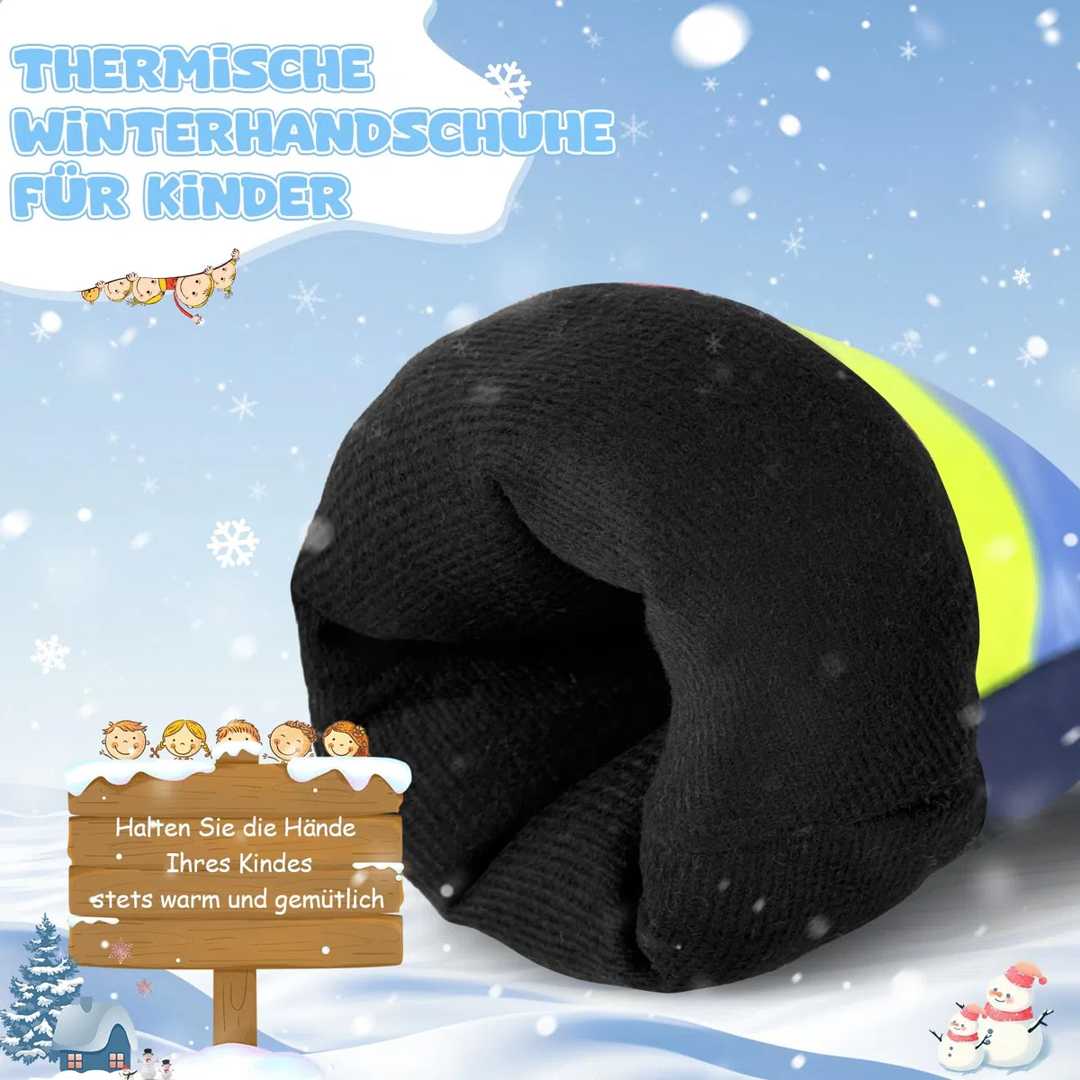 LeapBeast Skihandschuhe Kinder, 2-6 Jahre Handschuhe Kinder wasserdichte, Handschuhe Verstellbaren Bündchen Wintersport, Kinder Fäustlinge für Jungen und Mädchen