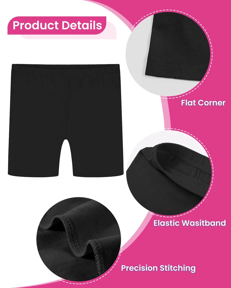 Auranso Radlerhose Mädchen Kinder Baumwolle Kurze Hose Shorts Leggings6 Paar 12-14 Jahre Mehrfarbig 2