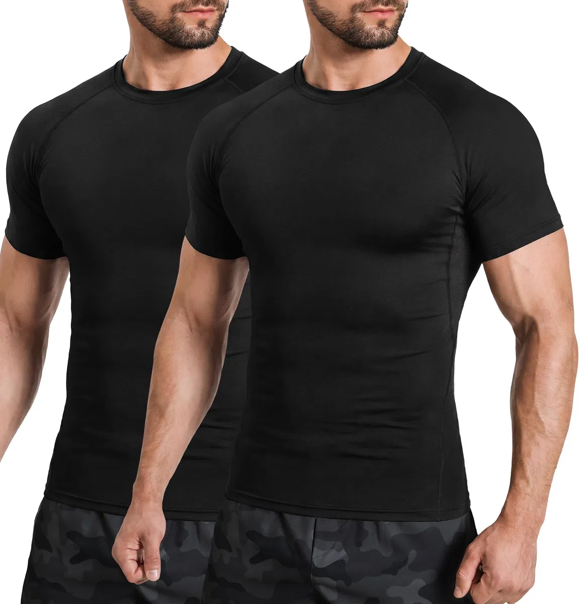 Kompressionsshirt Herren Kurzarm，Funktionsshirt Atmungsaktiv Compression T-Shirt Schnelltrocknend Sportshirt Baselayer für Fitness Laufen Gym