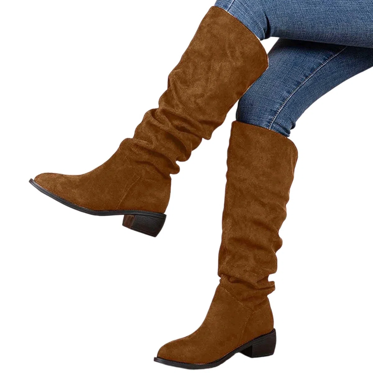 SKFLABOOF Overknees Stiefel Damen - Western Cowboy Boots Mit Absatz Flach Stiefeletten Schuhe Winterboots High Heels Damenstiefeletten Elegant Langschaftstiefel