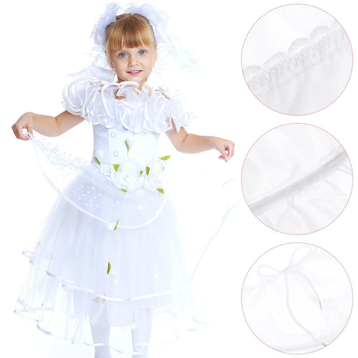 iplusmile Mädchen Petticoat Weiß Reifrock Mit 3 Stahlreifen Elastischer Half Slip Krinoline Rock Für Blumenmädchen Und Prinzessinnenkleid Komfortabler Unterrock
